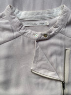 YAYA Soft White Asymmetrical Zip Blouse