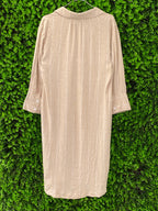 Fresh Beige Striped Linen-Blend Shirt Dress