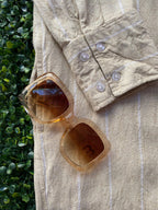 Fresh Beige Striped Linen-Blend Shirt Dress