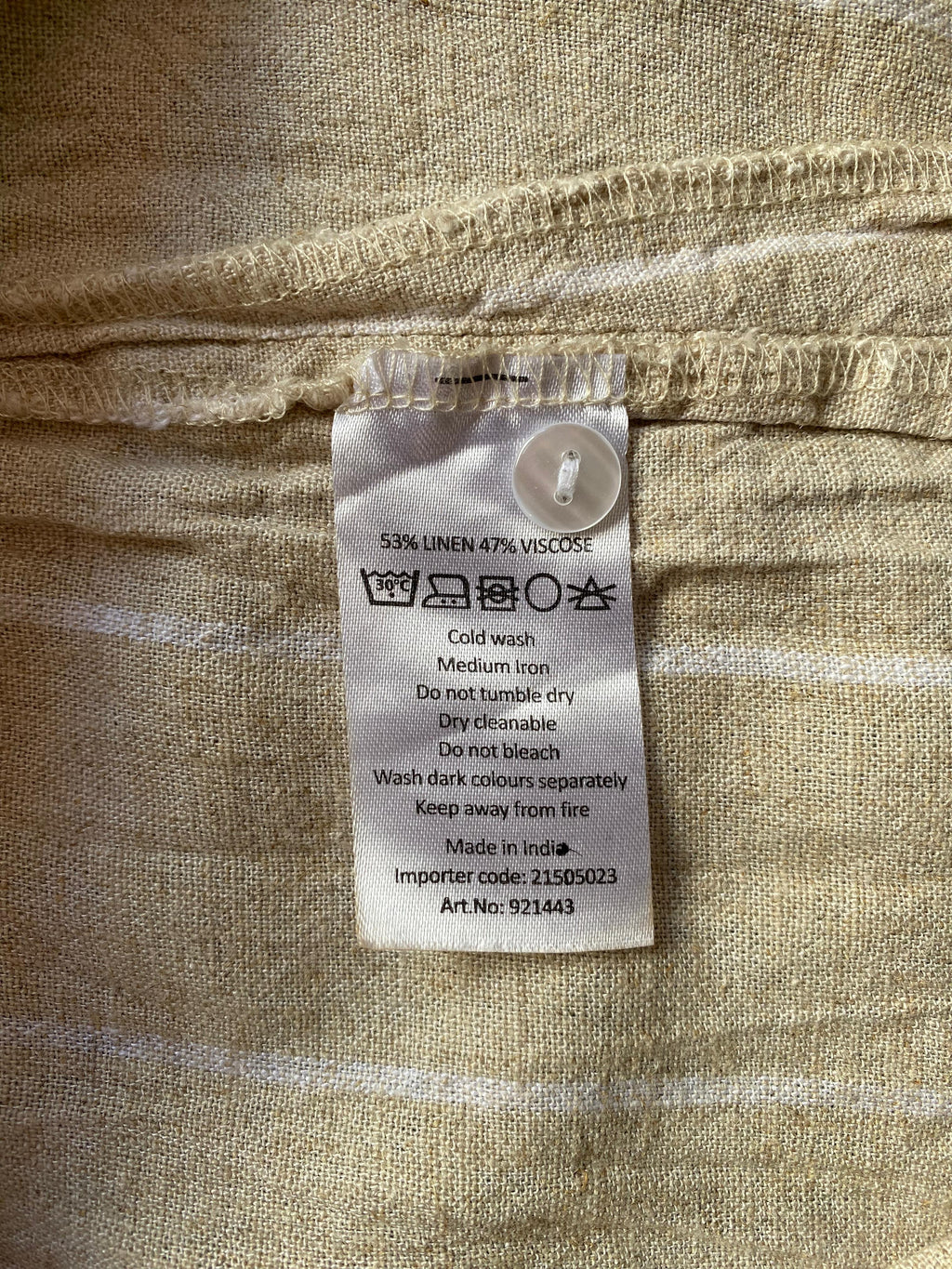 Fresh Beige Striped Linen-Blend Shirt Dress