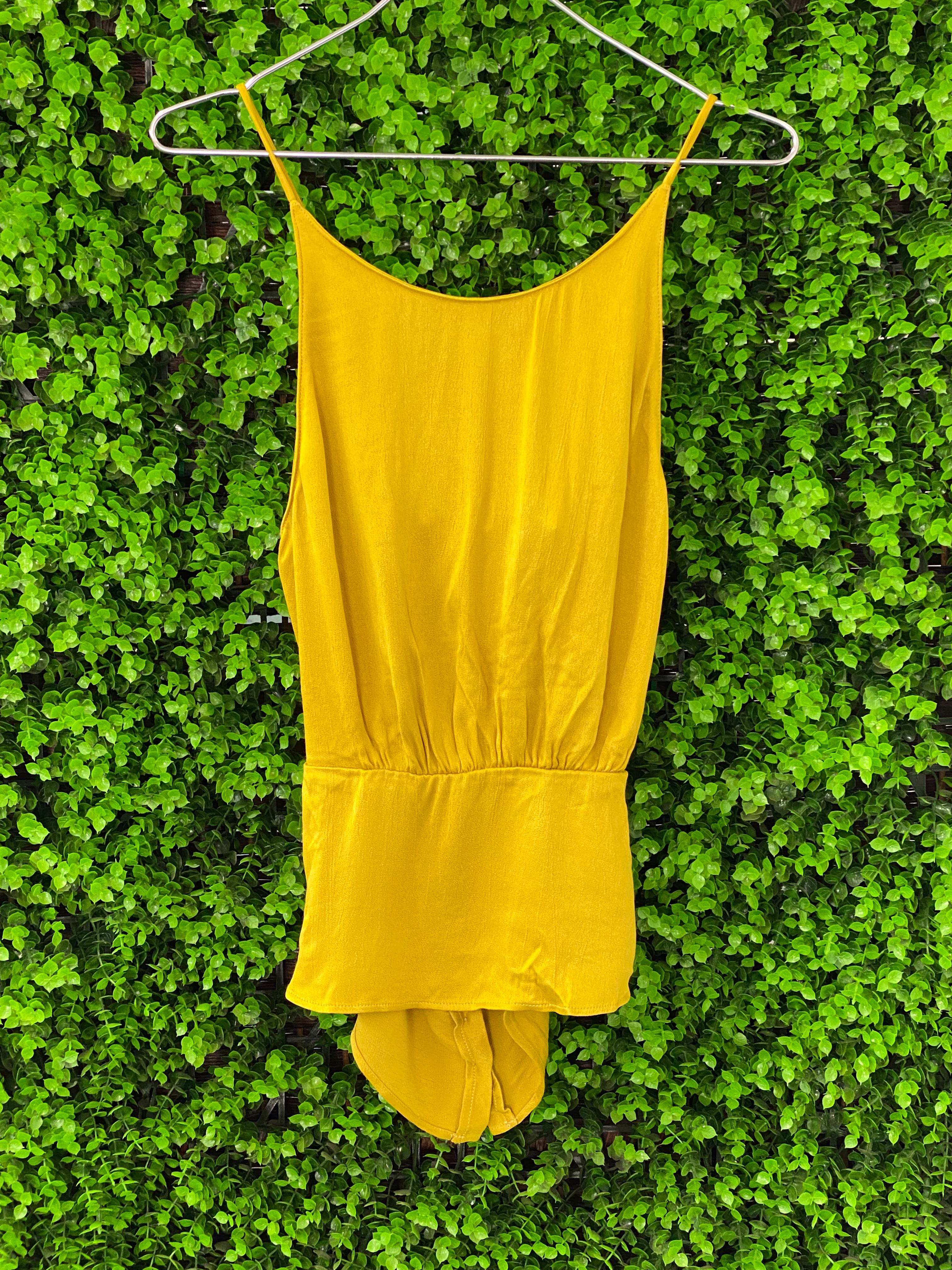 Zara Trafaluc Mustard Open-Back Shirt