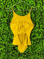 Zara Trafaluc Mustard Open-Back Shirt