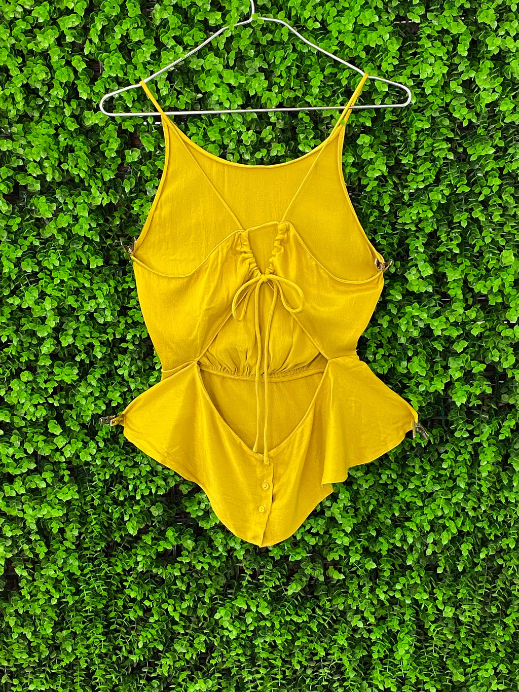 Zara Trafaluc Mustard Open-Back Shirt