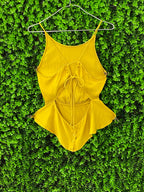Zara Trafaluc Mustard Open-Back Shirt