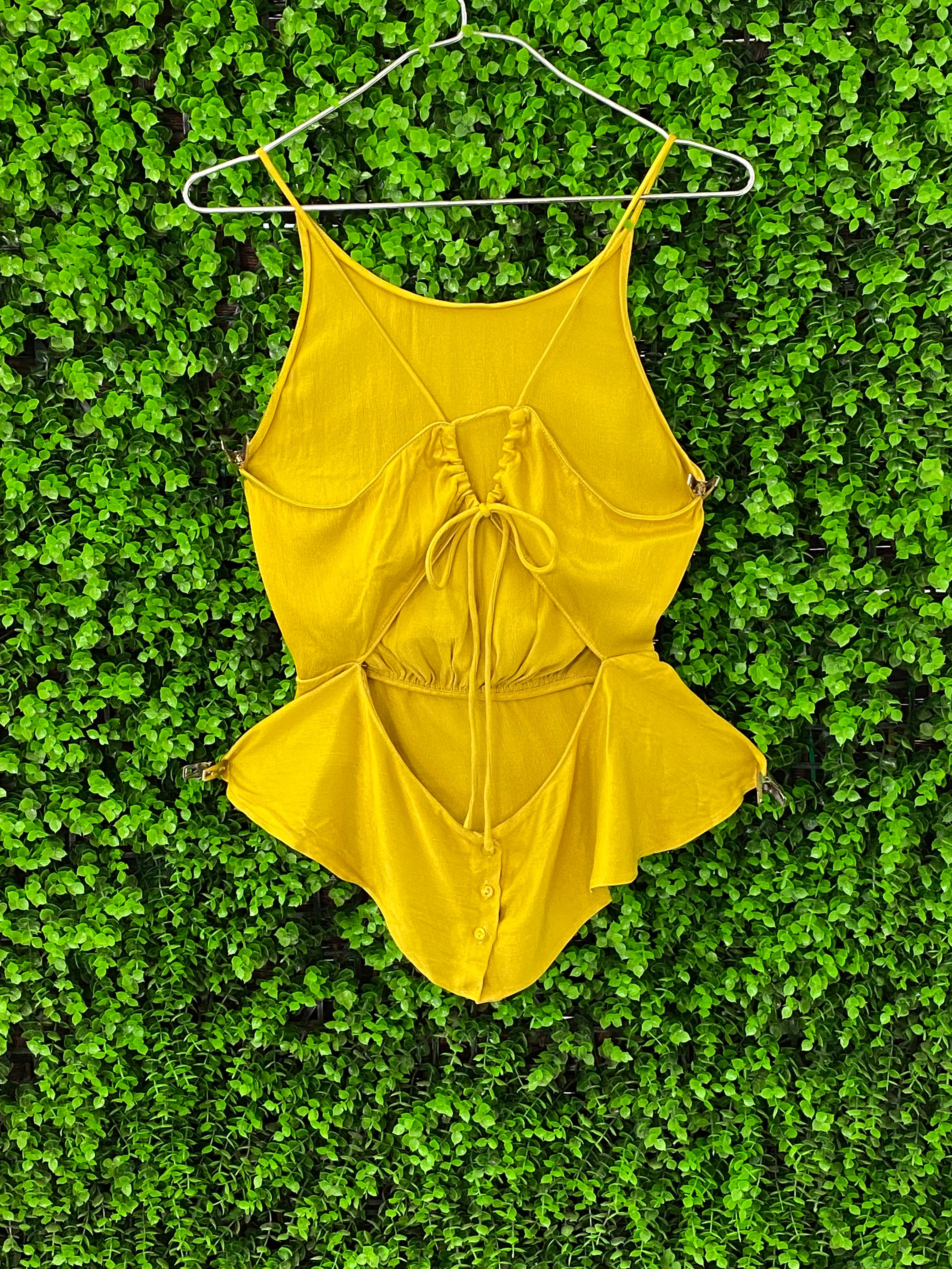 Zara Trafaluc Mustard Open-Back Shirt