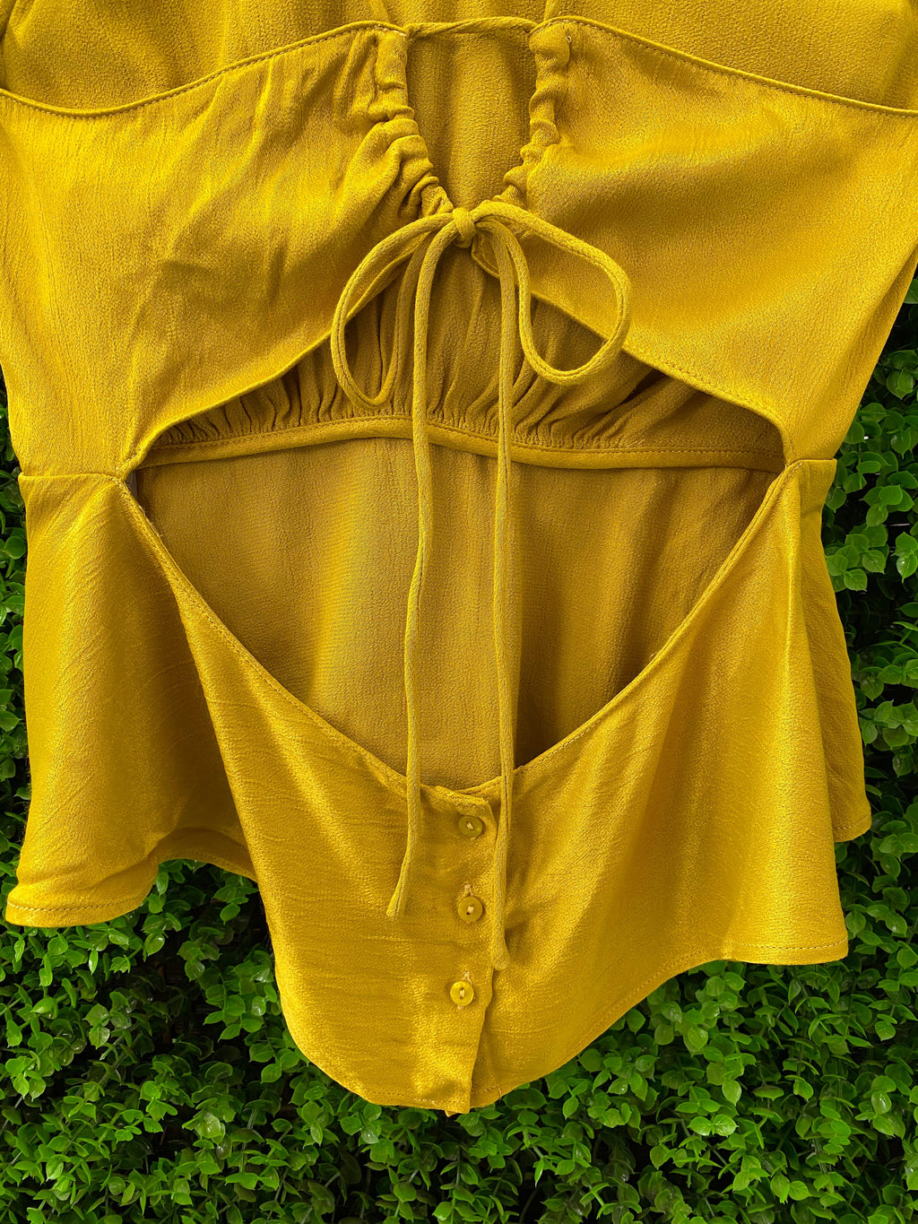 Zara Trafaluc Mustard Open-Back Shirt