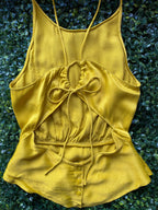 Zara Trafaluc Mustard Open-Back Shirt