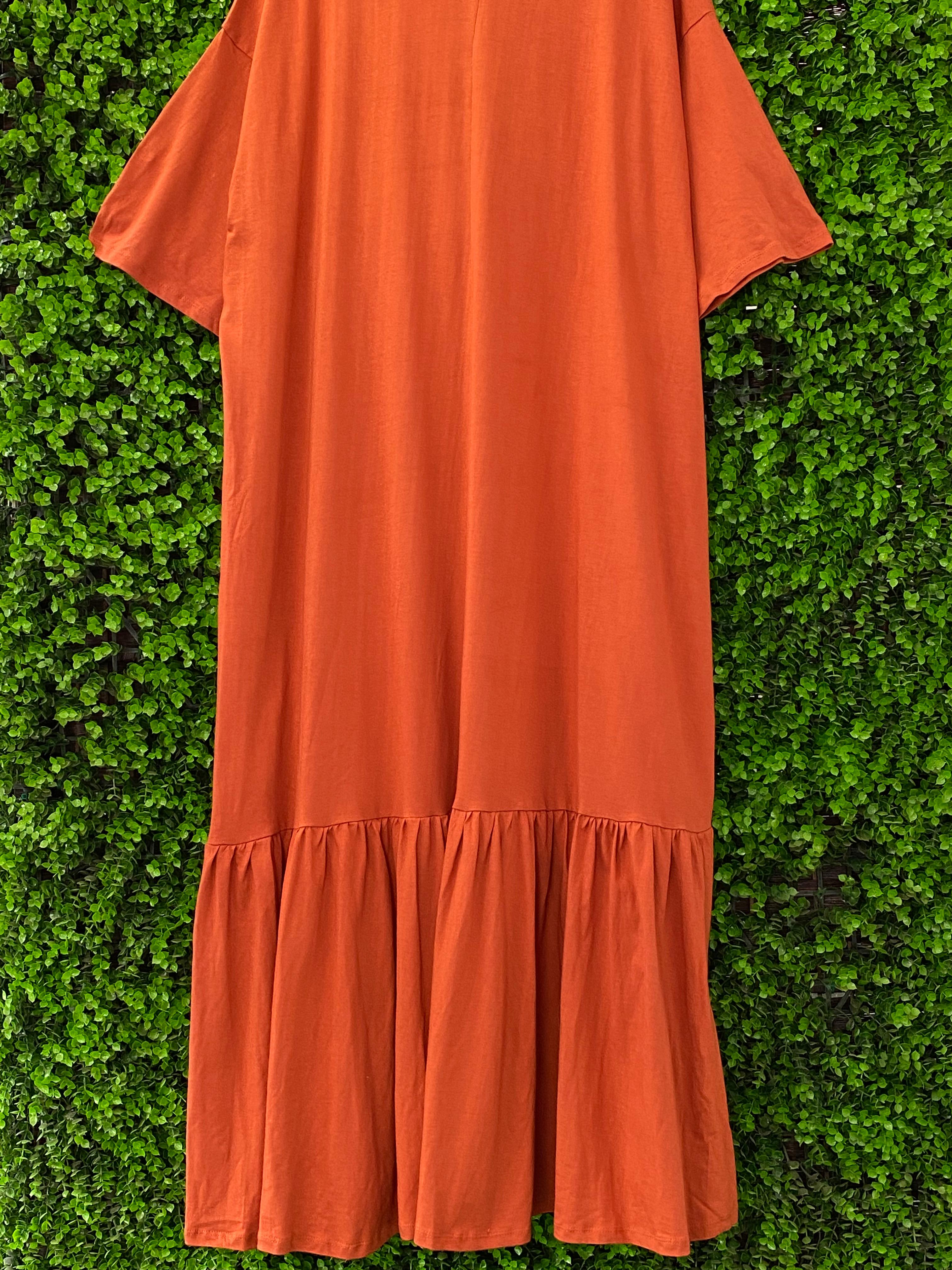 Superbalist Rust Orange Tiered Maxi T-Shirt Dress