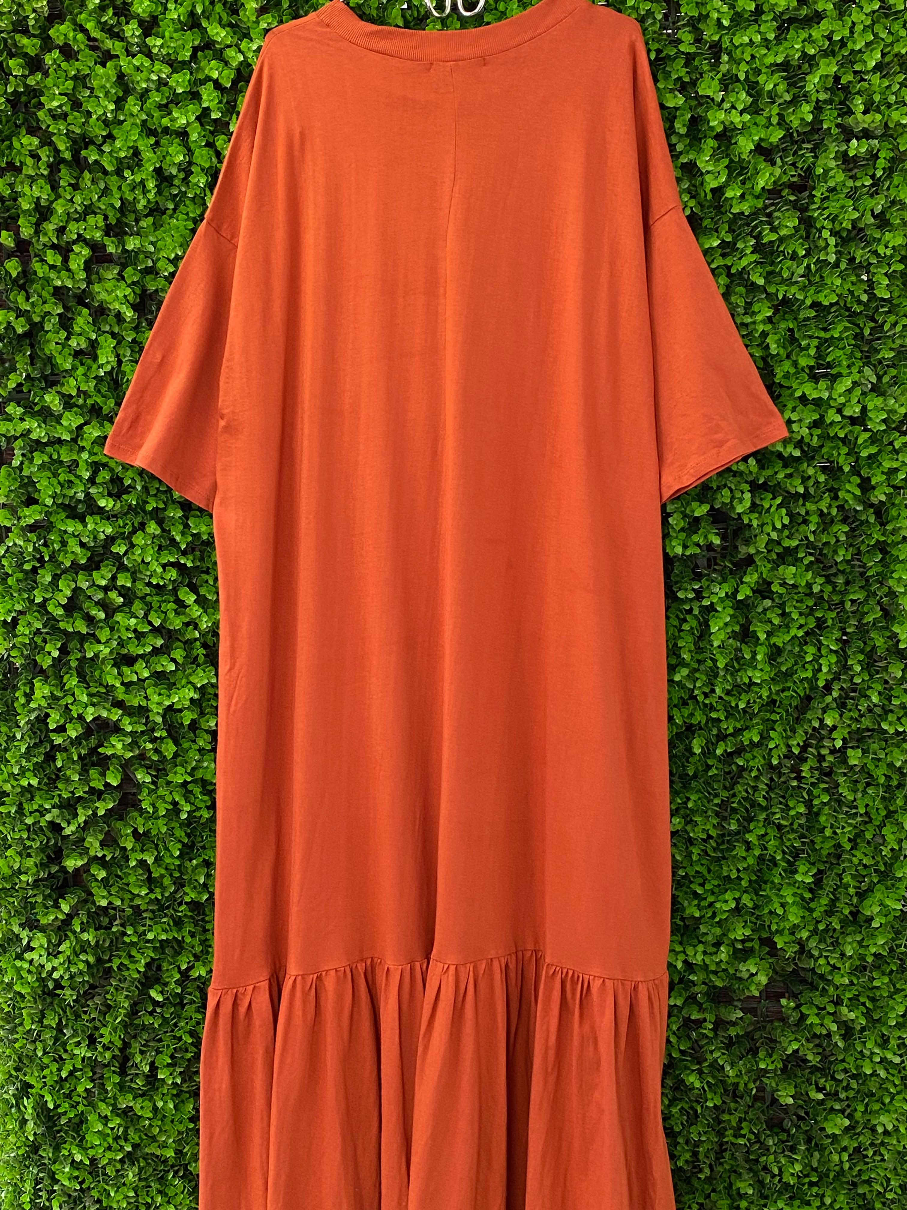 Superbalist Rust Orange Tiered Maxi T-Shirt Dress