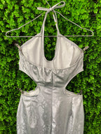 Silver Snakeskin Cut-Out Maxi Dress