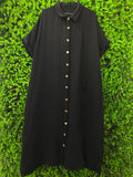 Black Button-Front Maxi Shirt Dress