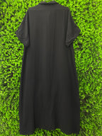 Black Button-Front Maxi Shirt Dress