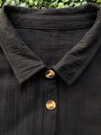 Black Button-Front Maxi Shirt Dress