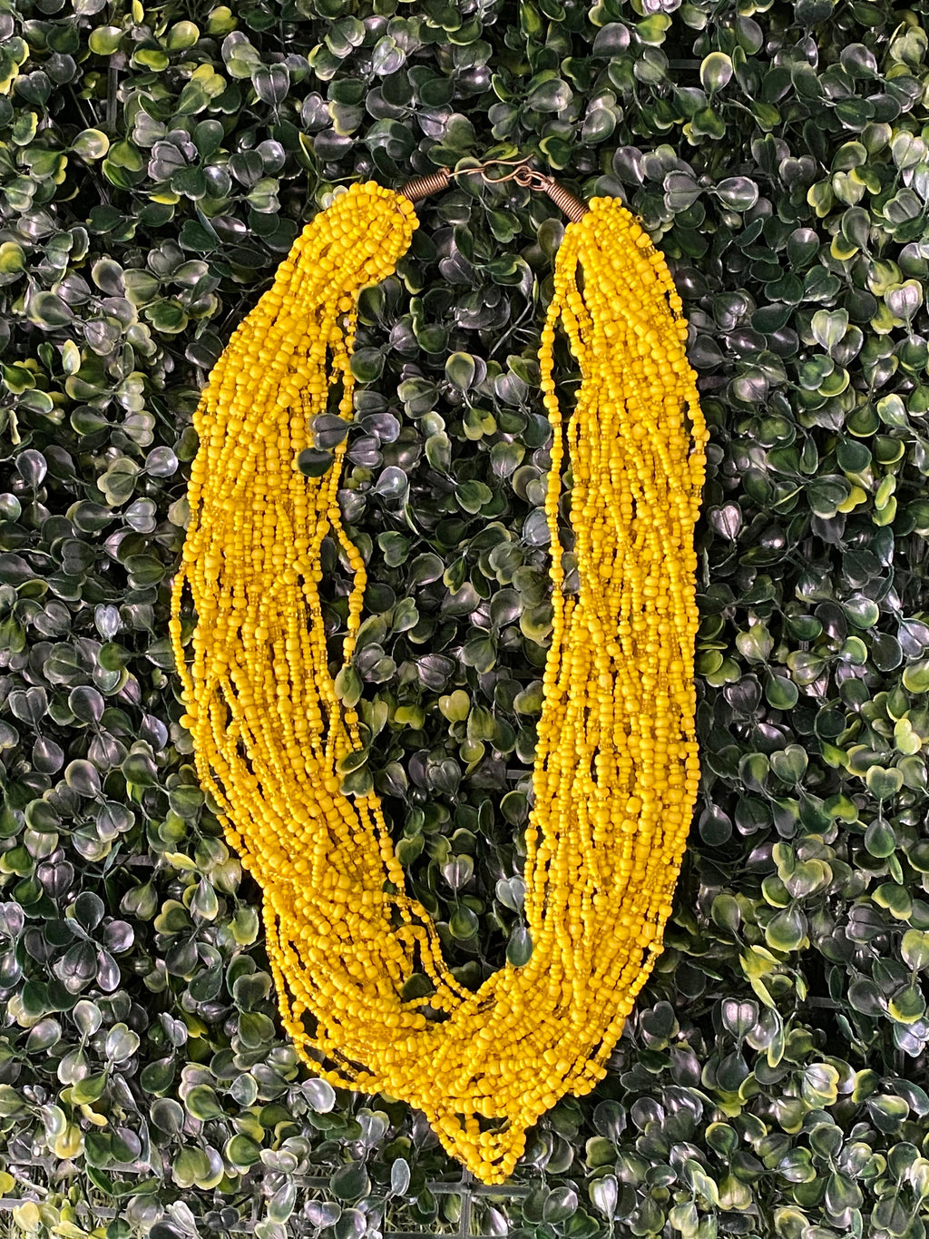 Yellow Multi-Strand Beaded Statement Necklace