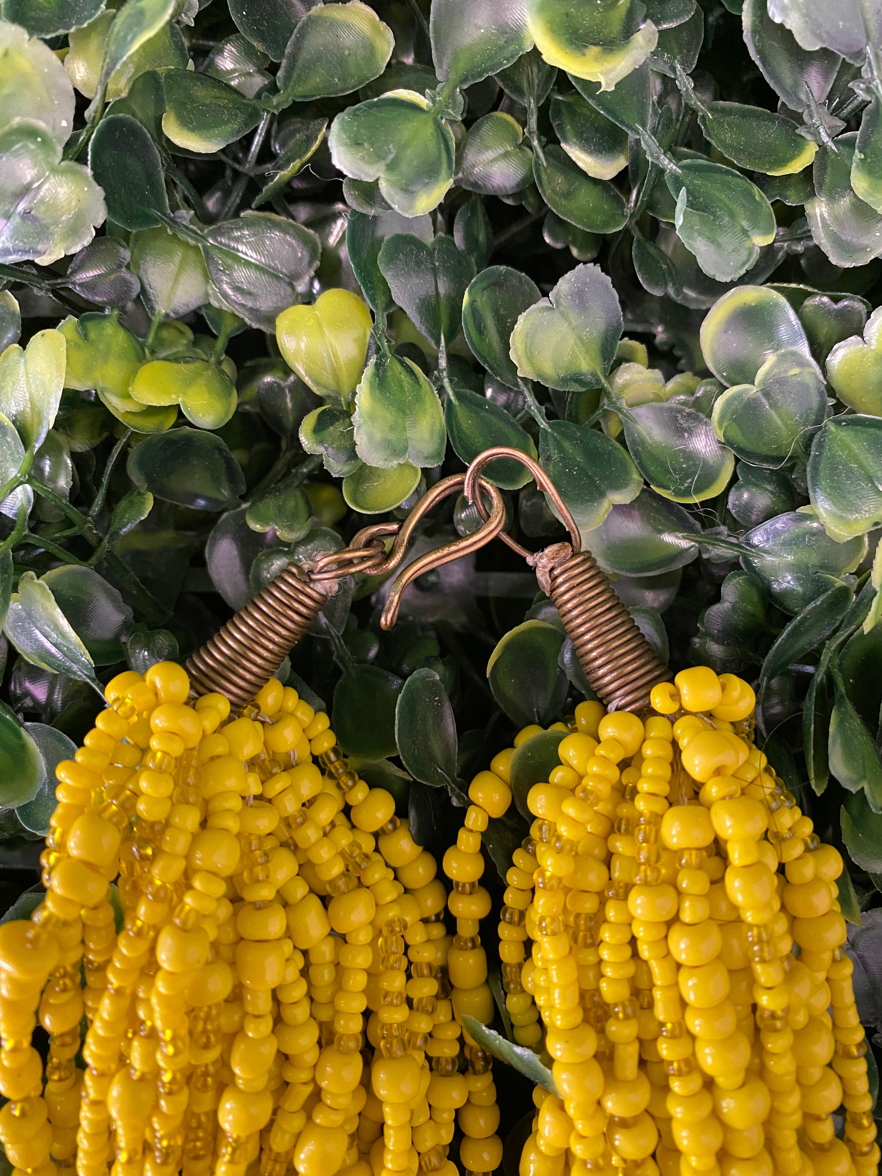 Yellow Multi-Strand Beaded Statement Necklace