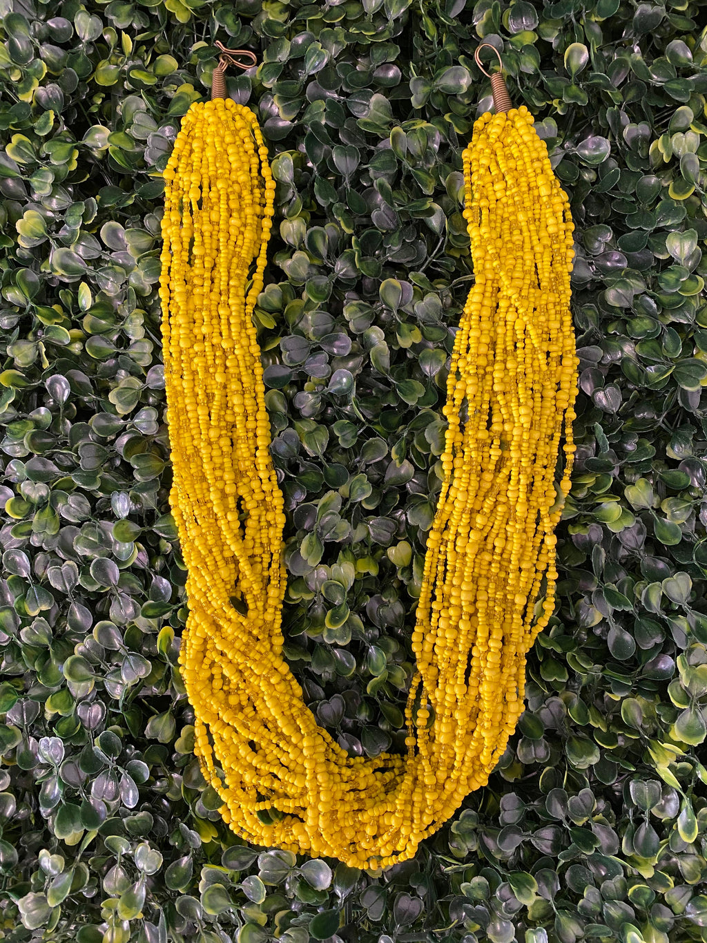 Yellow Multi-Strand Beaded Statement Necklace