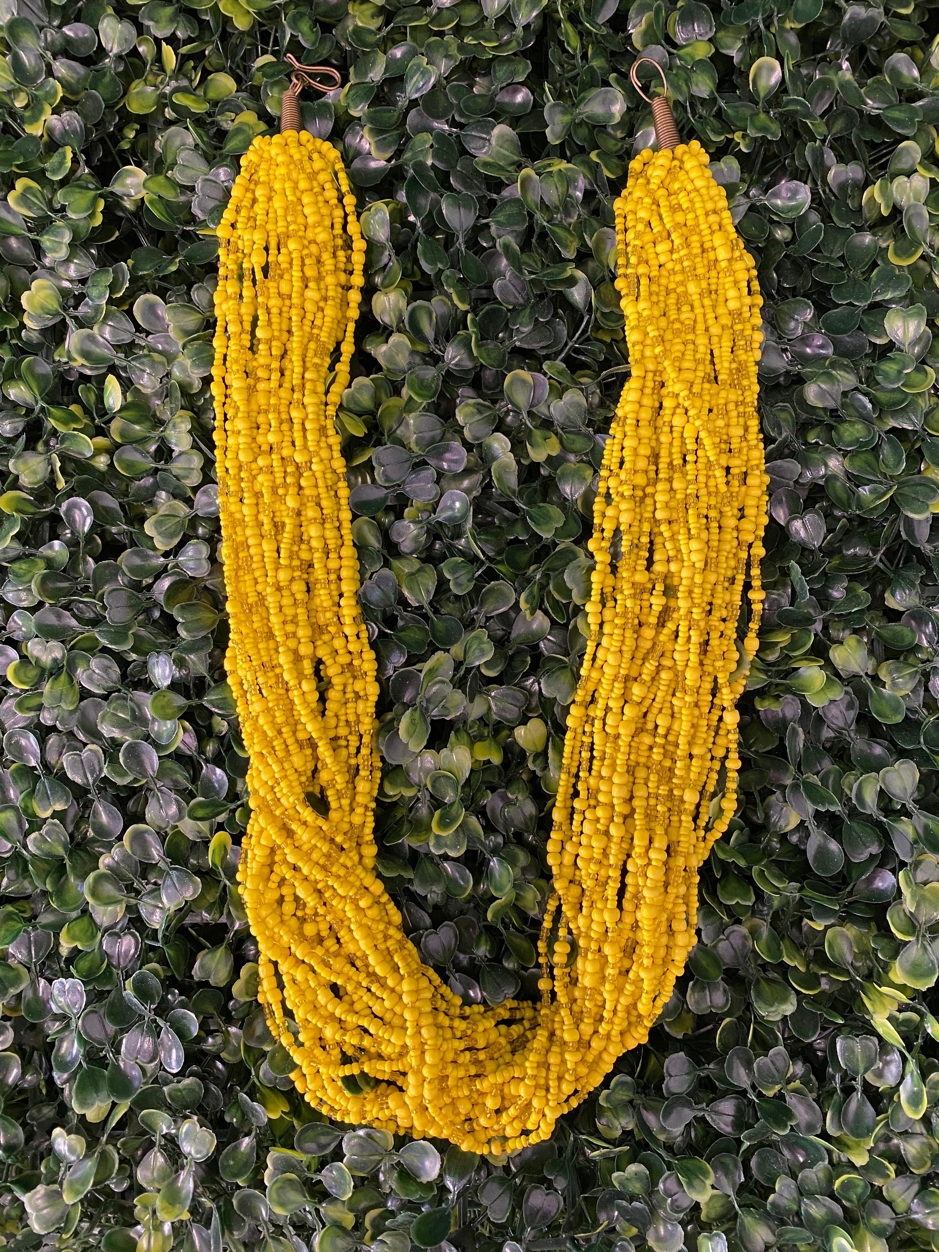 Yellow Multi-Strand Beaded Statement Necklace