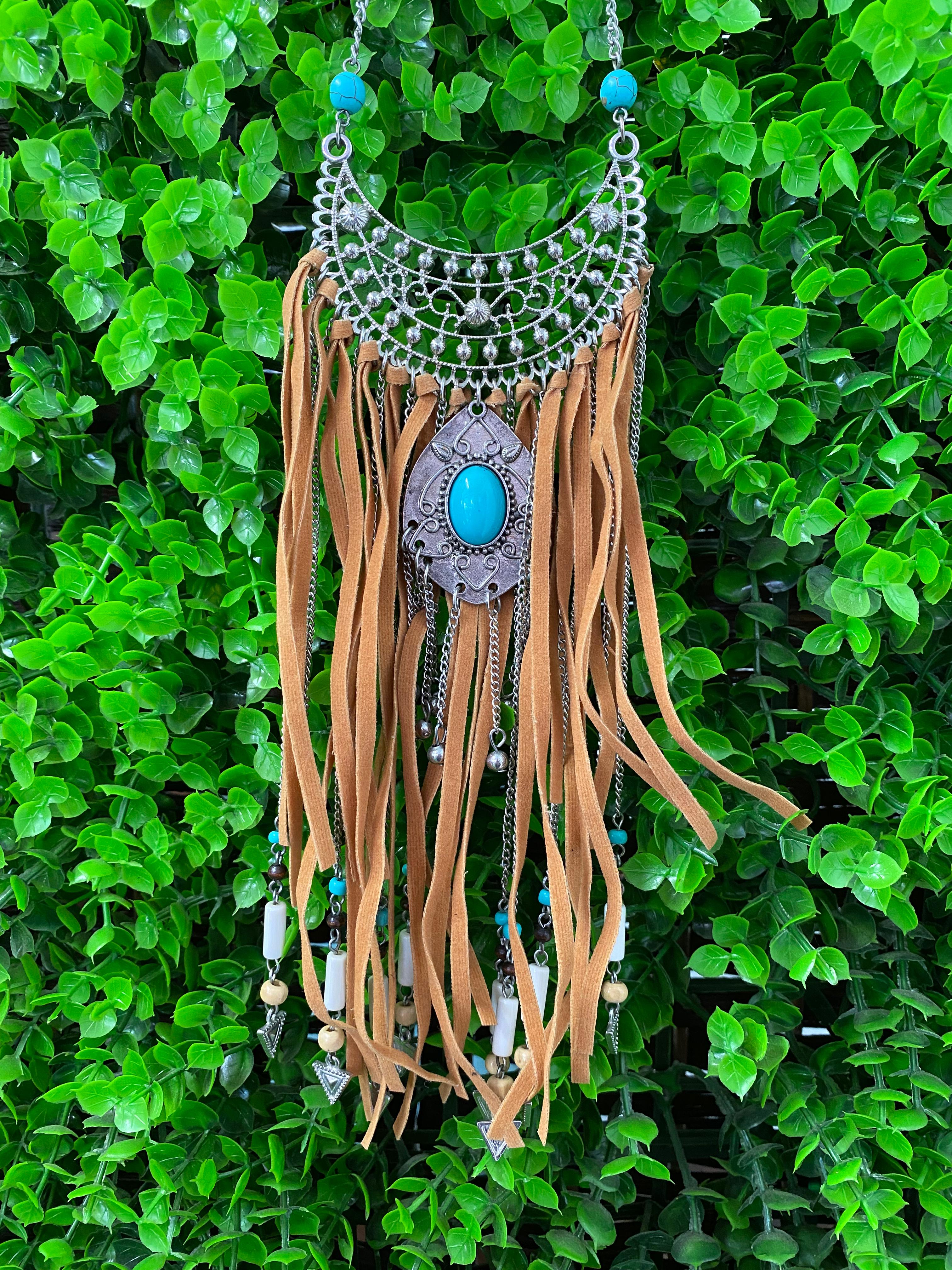 Bohemian Turquoise & Fringe Statement Necklace