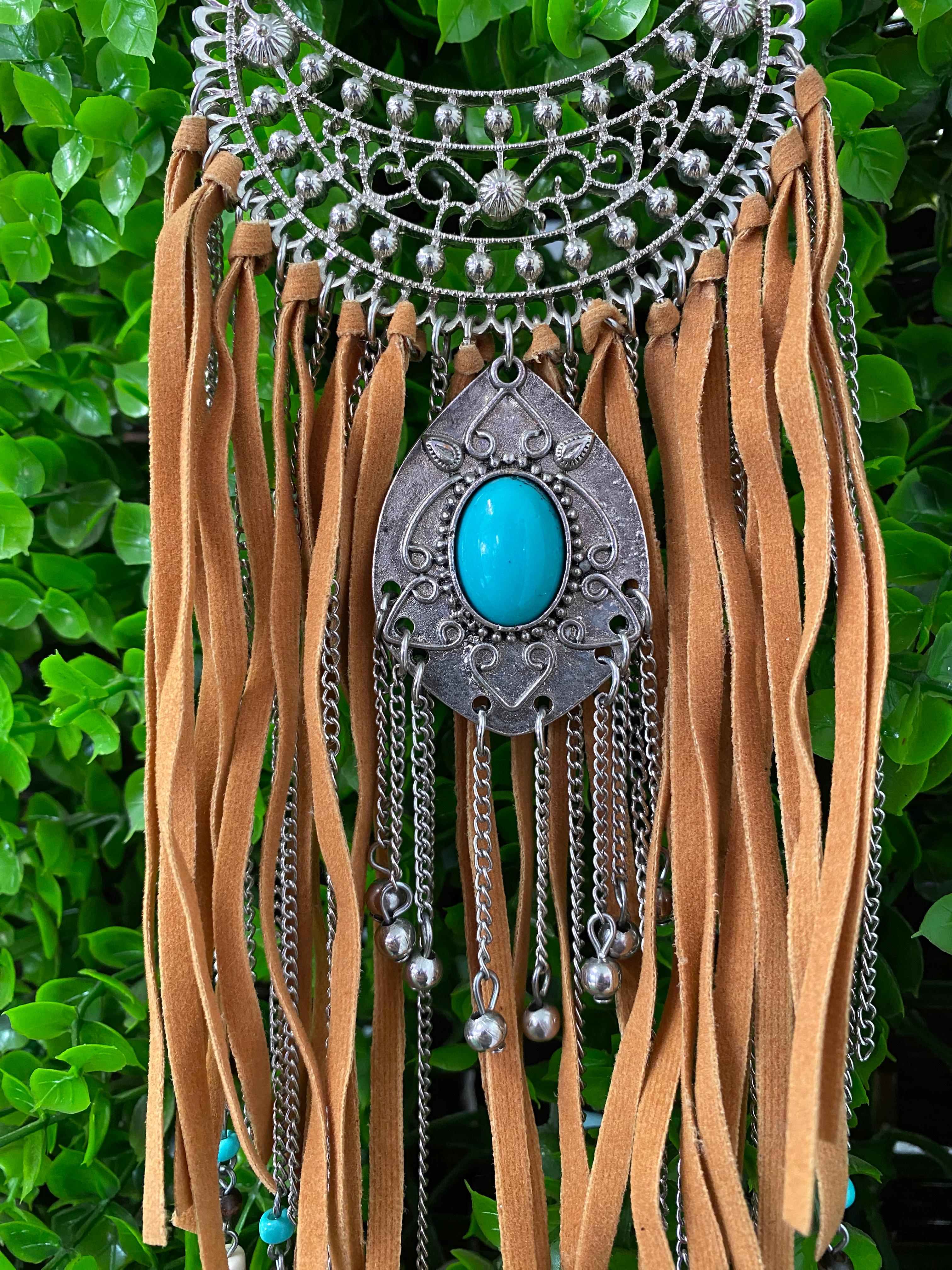 Bohemian Turquoise & Fringe Statement Necklace