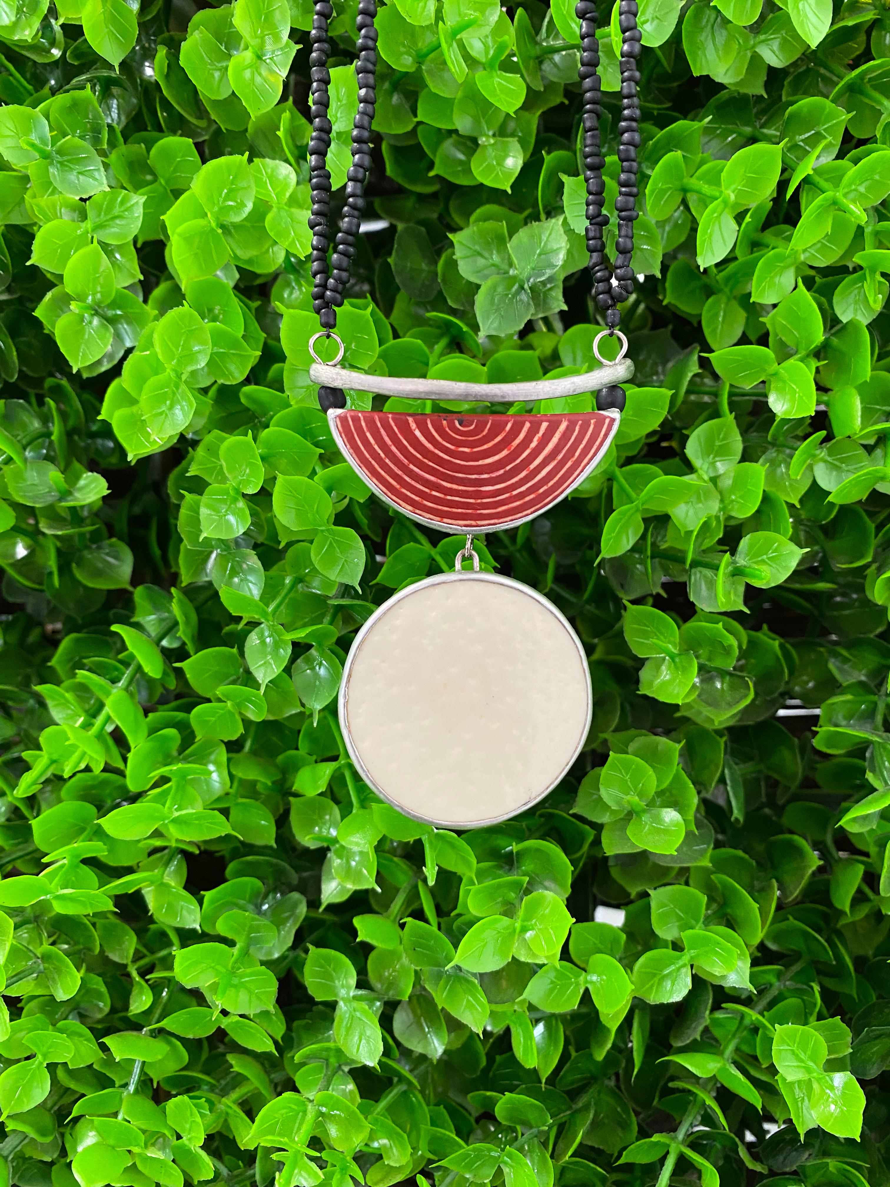 Geometric Beaded Statement Necklace