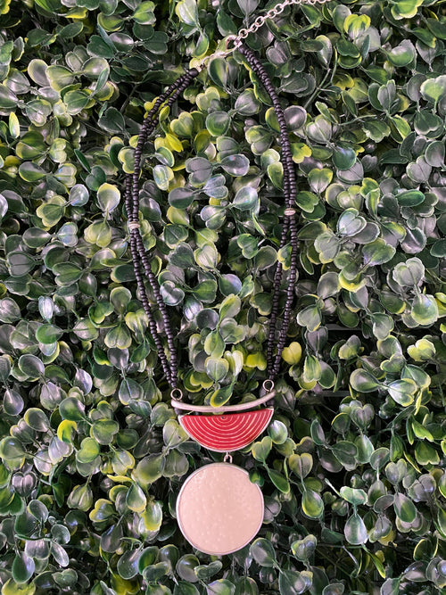 Geometric Beaded Statement Necklace