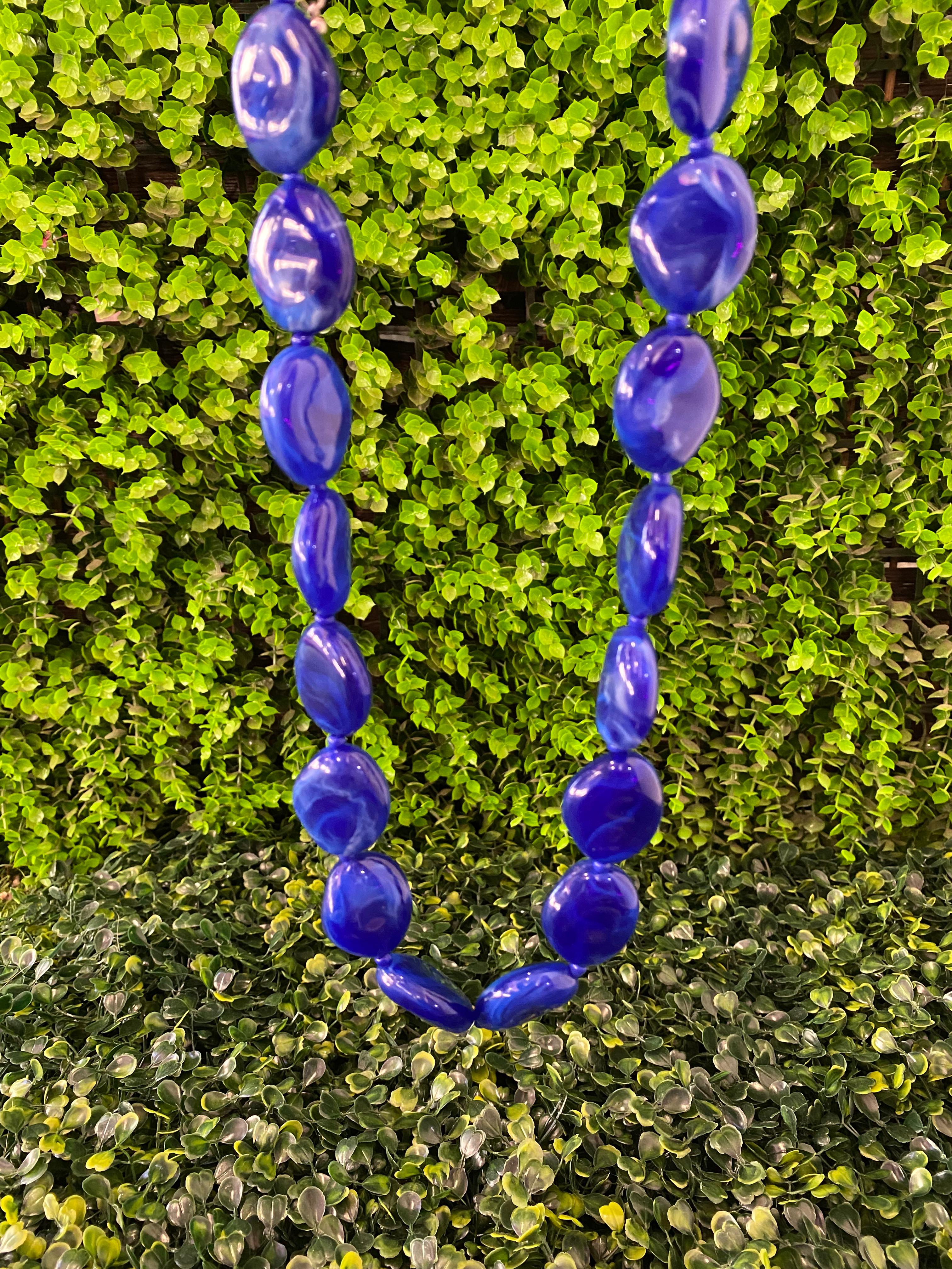 Statement Blue Beaded Necklace