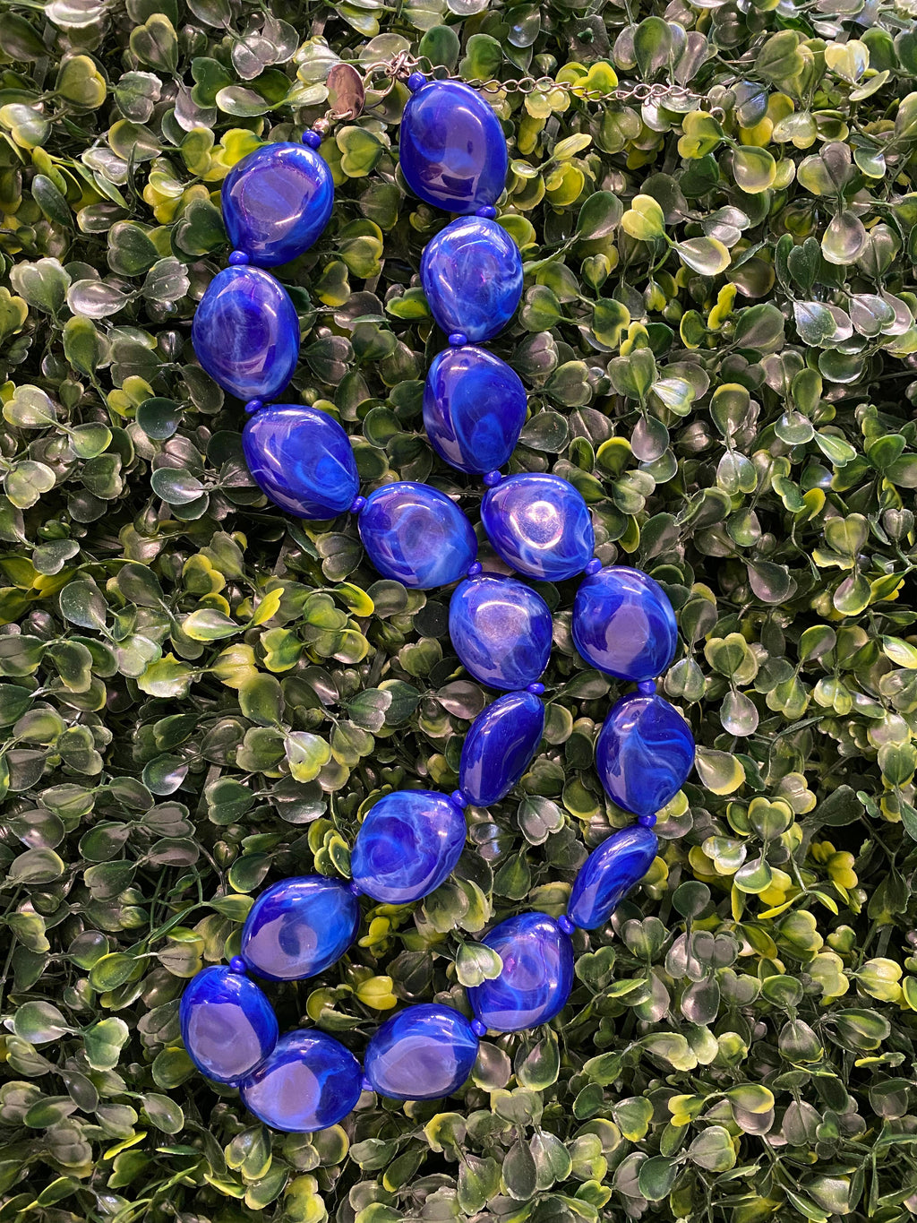 Statement Blue Beaded Necklace