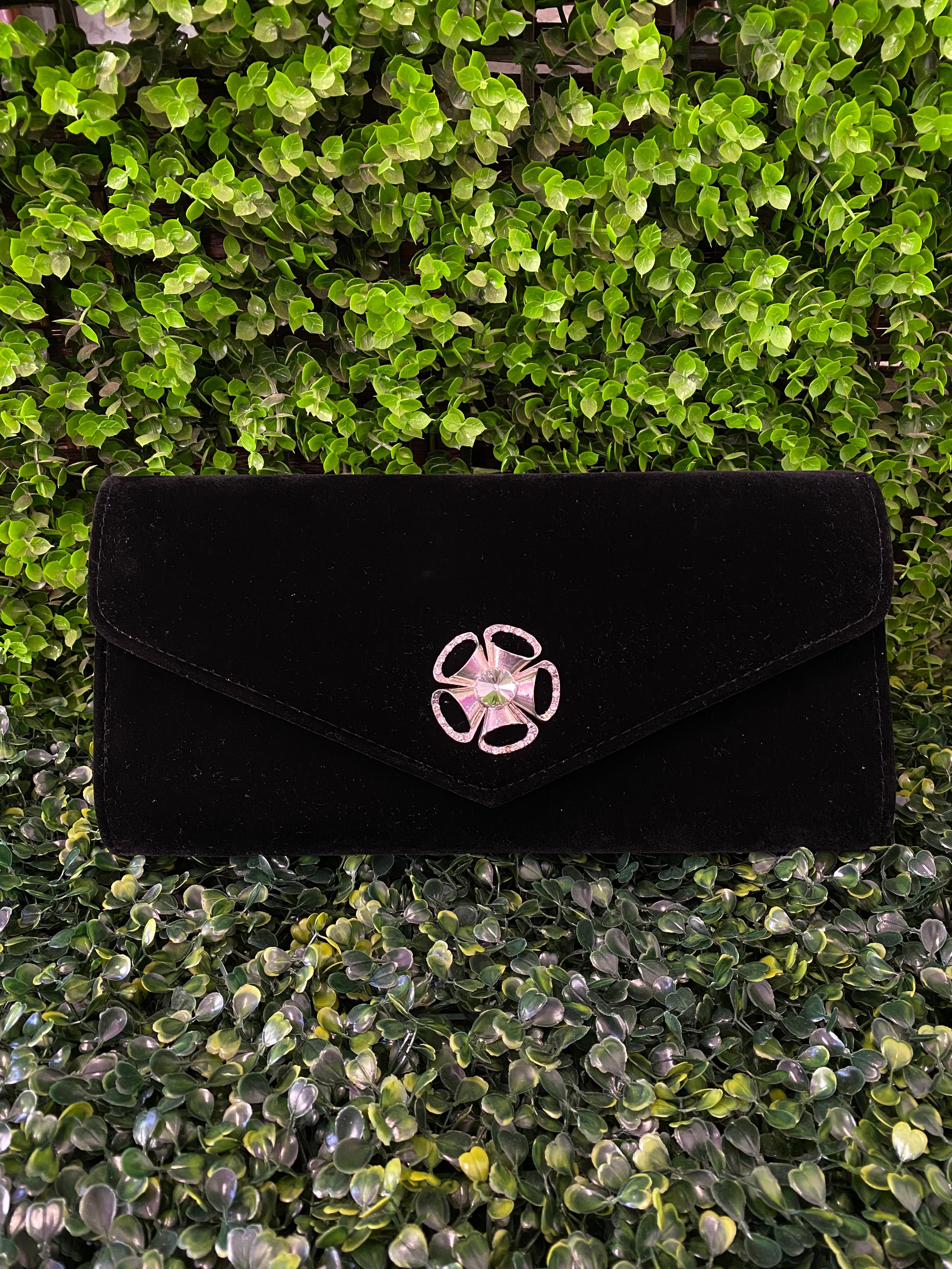 Black Velvet Evening Clutch Bag