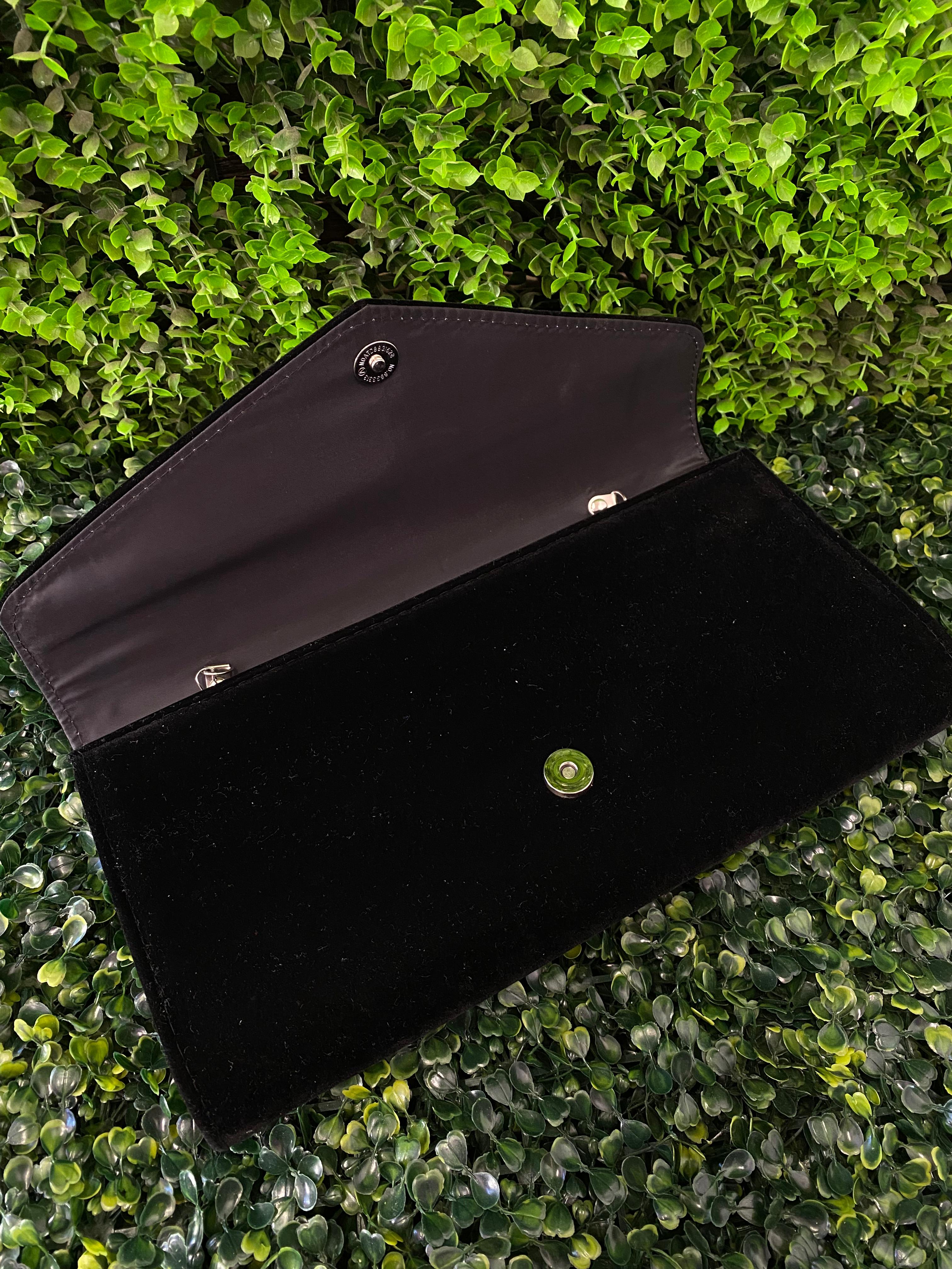 Black Velvet Evening Clutch Bag