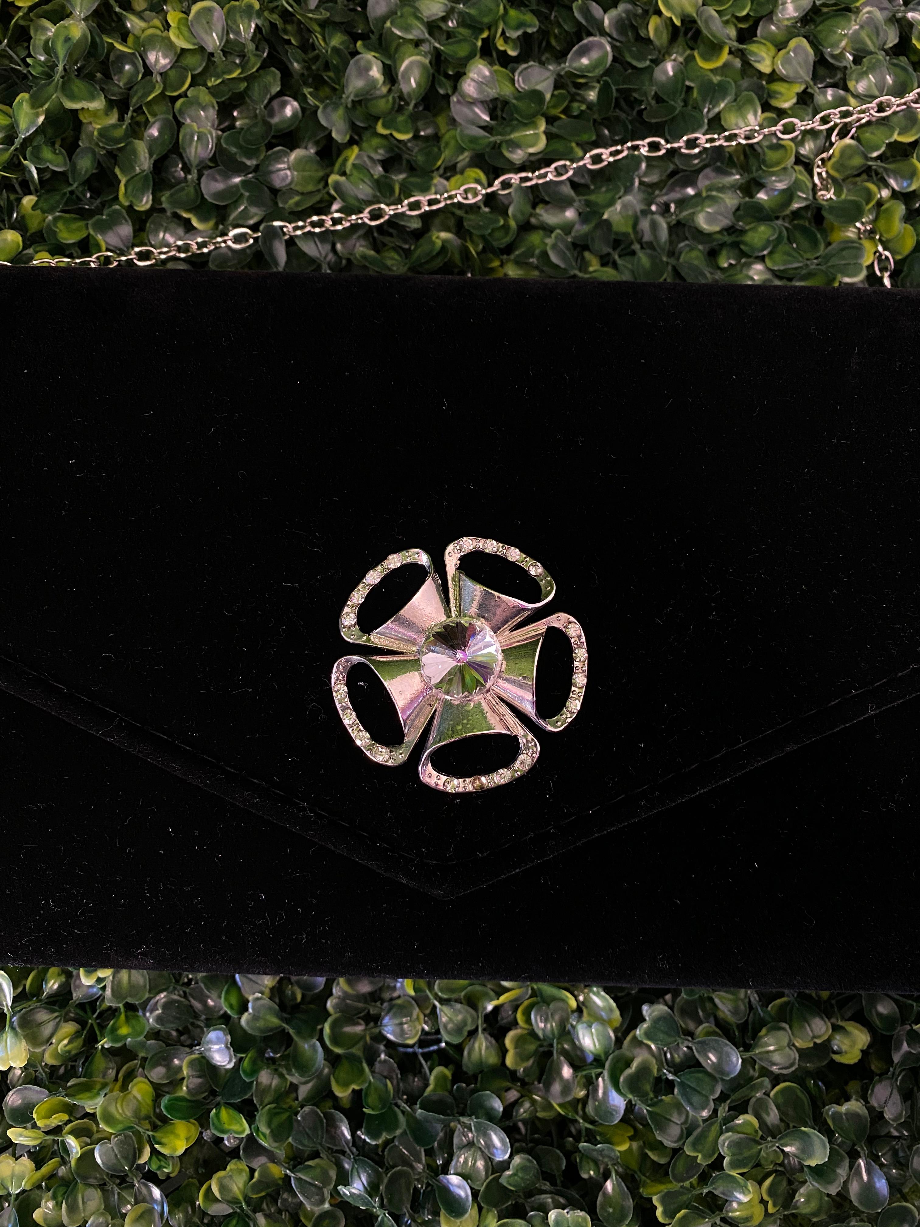 Black Velvet Evening Clutch Bag