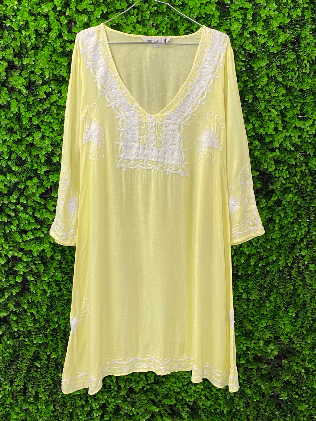 Pringle of Scotland Yellow Embroidered Tunic Dress
