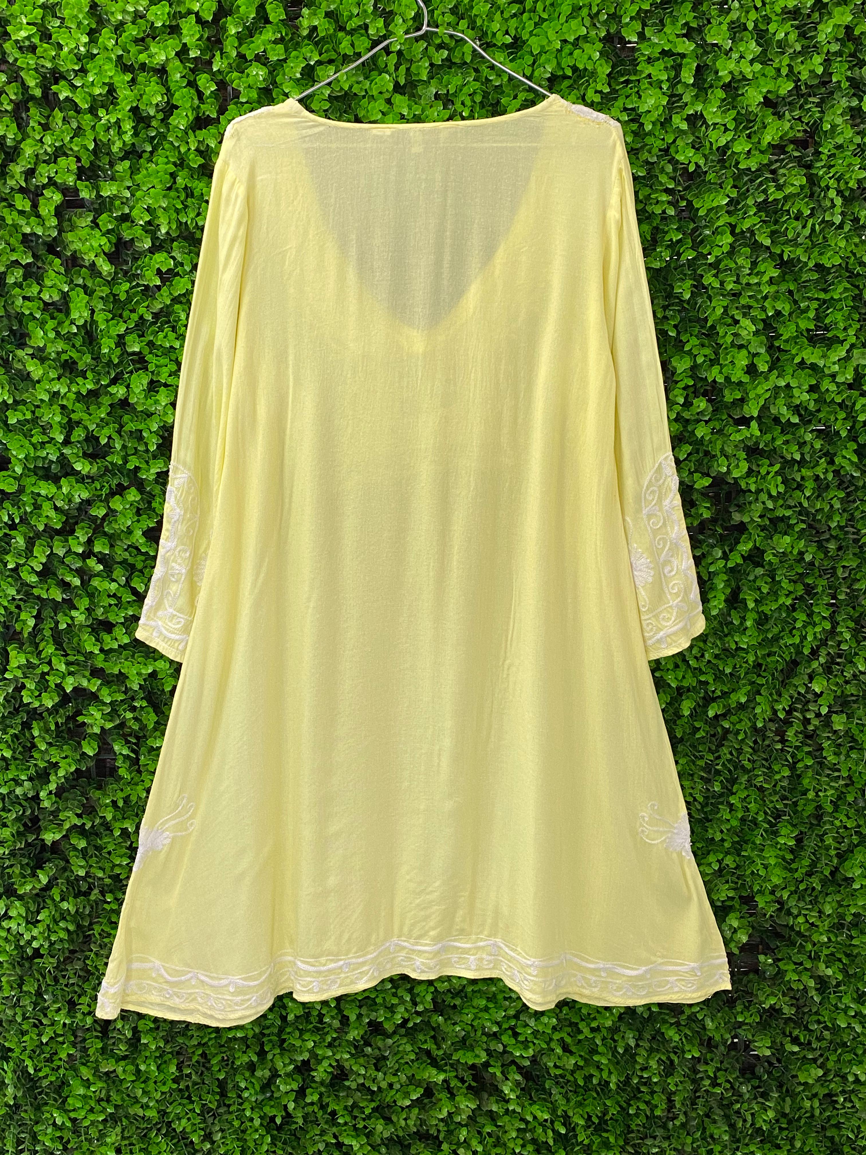 Pringle of Scotland Yellow Embroidered Tunic Dress