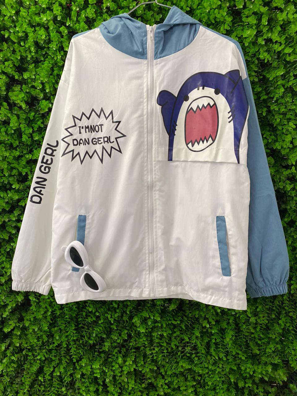 Playful Shark Graphic Hooded Jacket