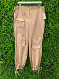 Gold Satin Cargo Pants