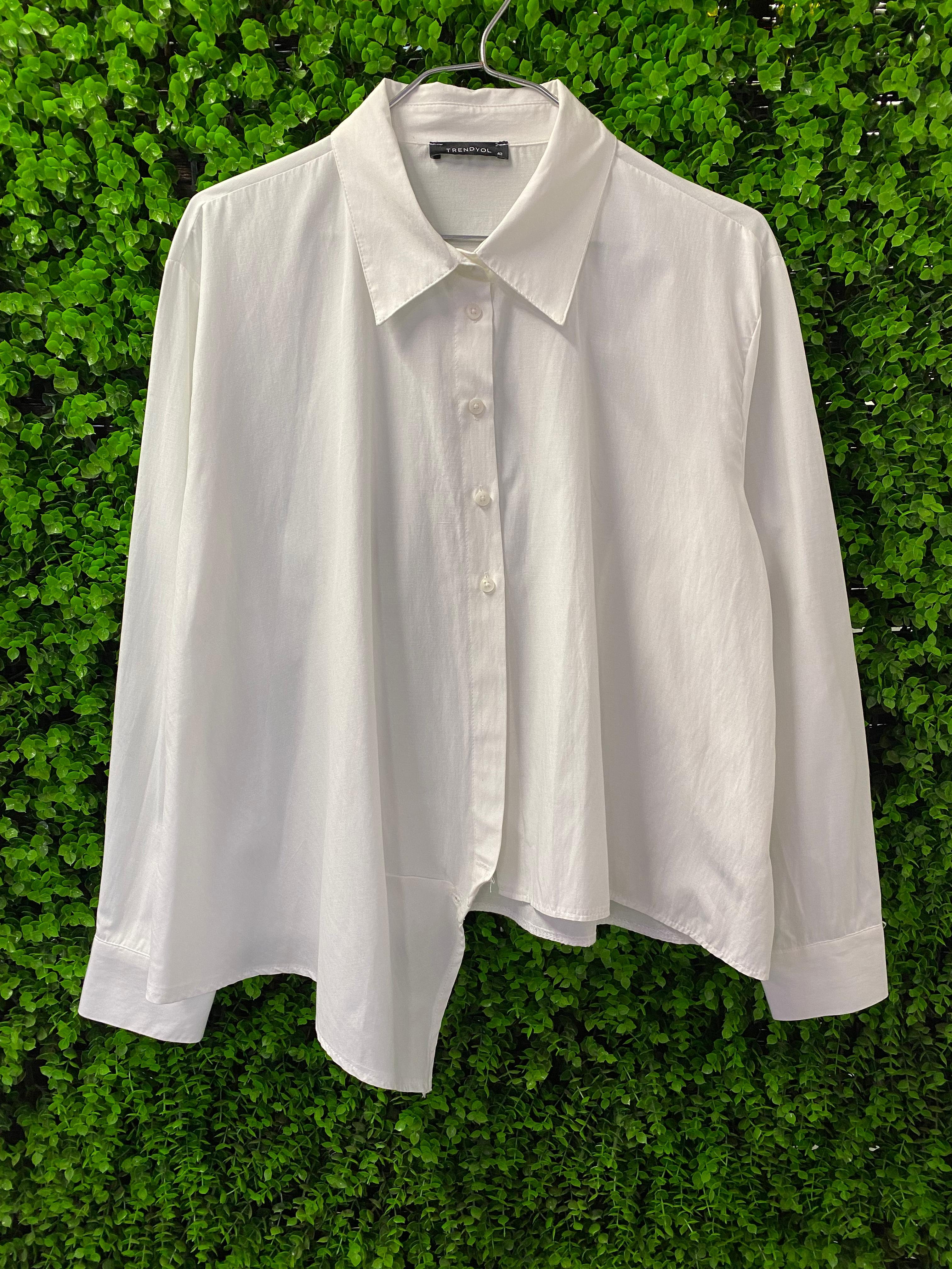 Trendyol White Wrap-Front Shirt