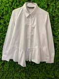 Zara Woman White Cotton Peplum Shirt
