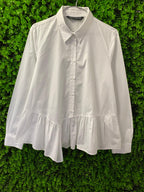 Zara Woman White Cotton Peplum Shirt