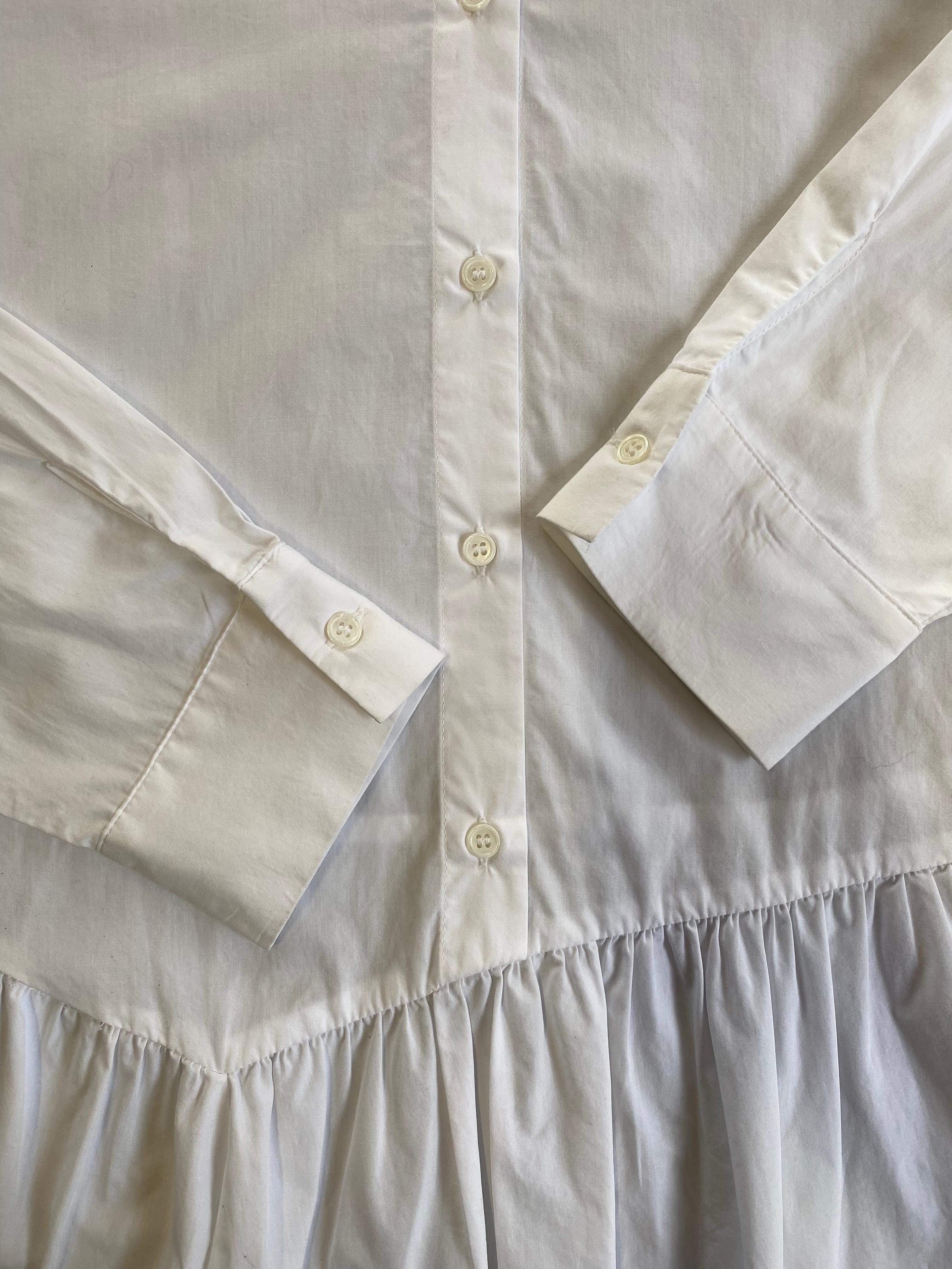 Zara Woman White Cotton Peplum Shirt