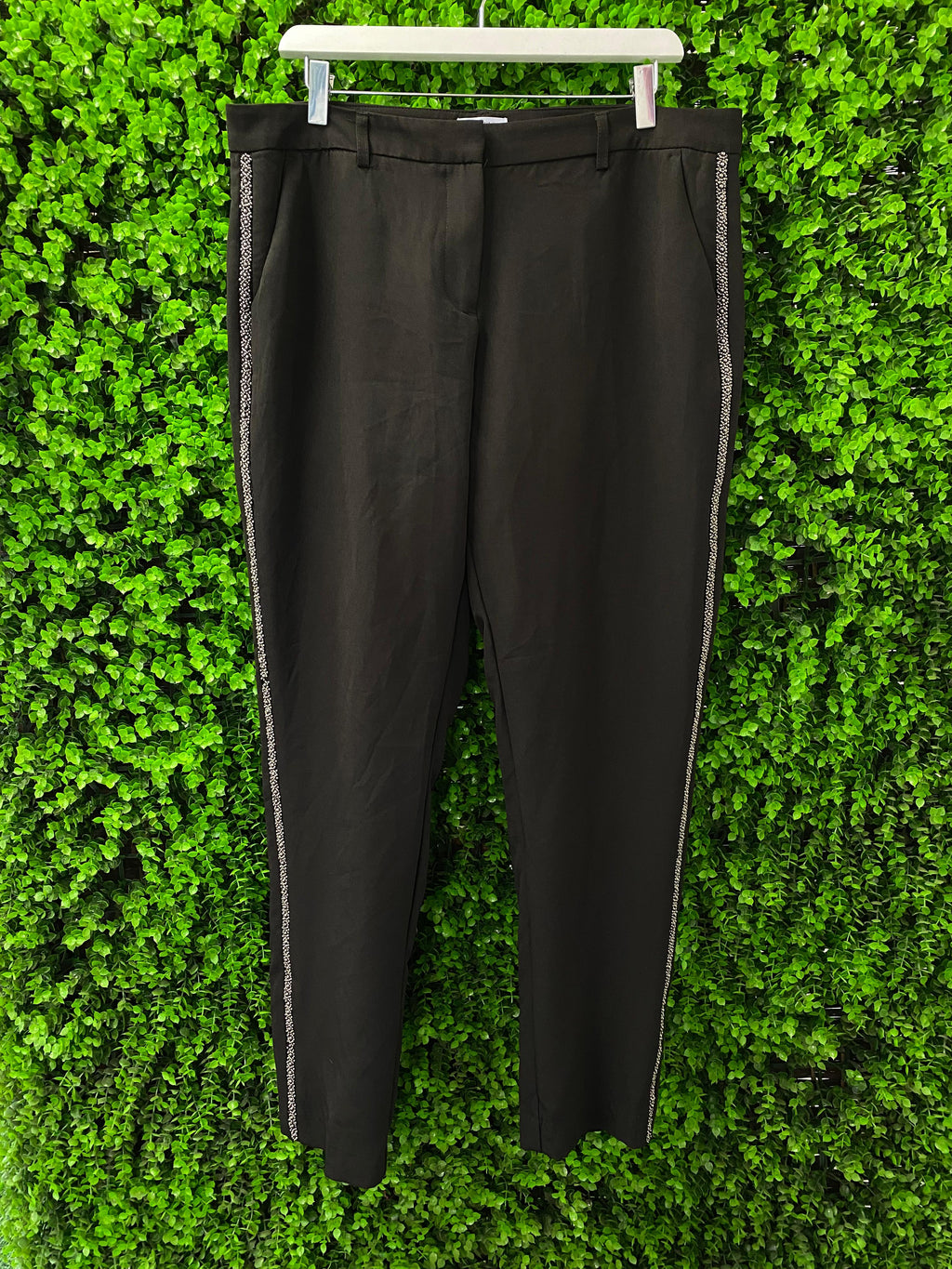Black Embellished Side Stripe Trousers