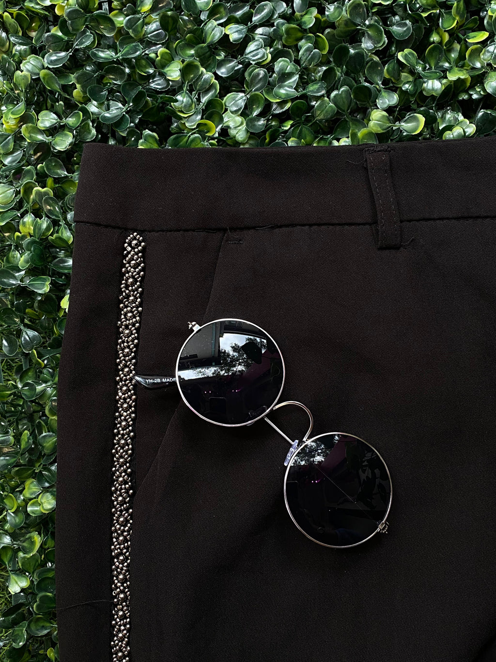 Black Embellished Side Stripe Trousers