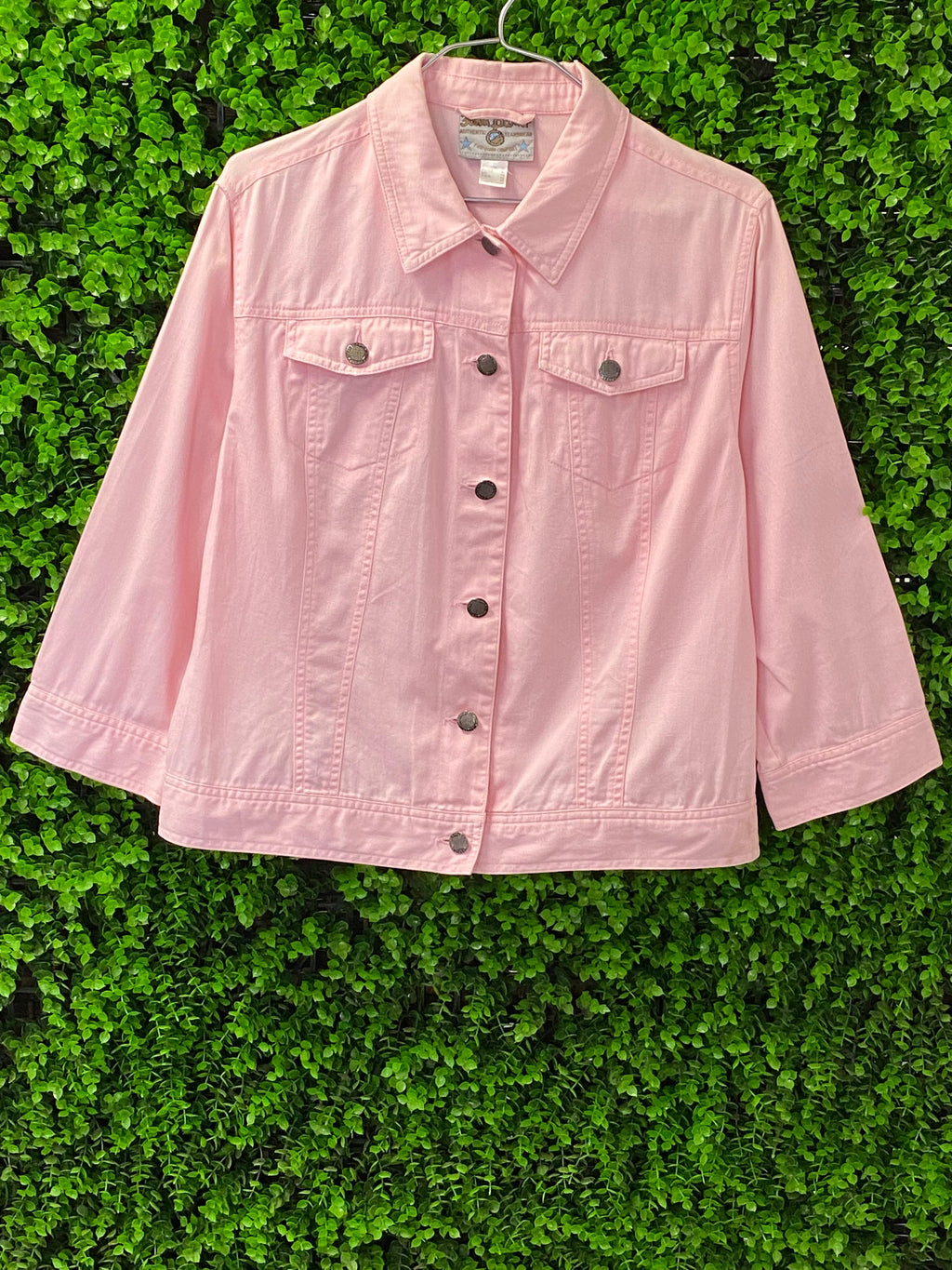 John Baner Pink Cropped Denim Jacket