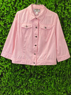 John Baner Pink Cropped Denim Jacket