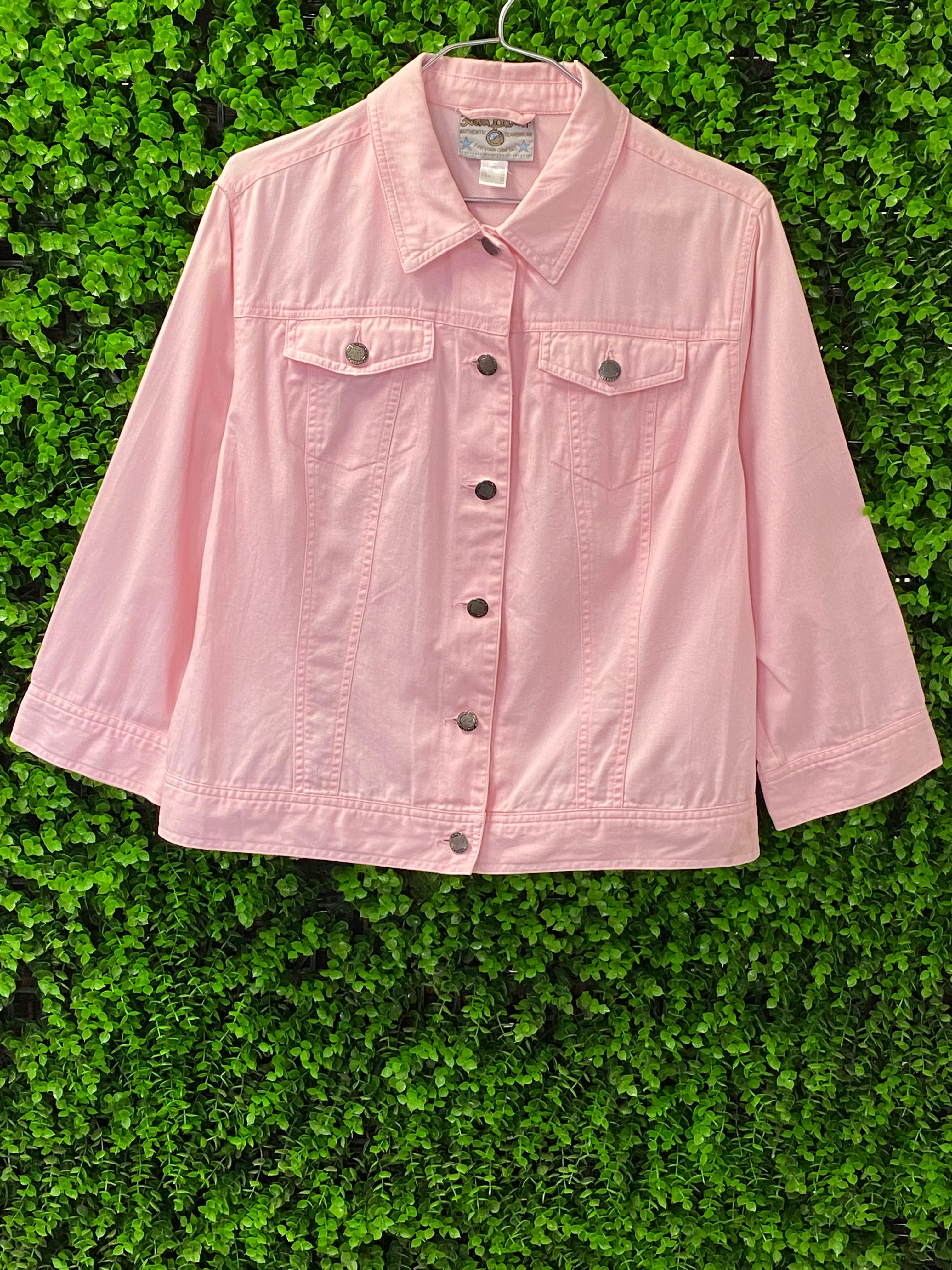 John Baner Pink Cropped Denim Jacket