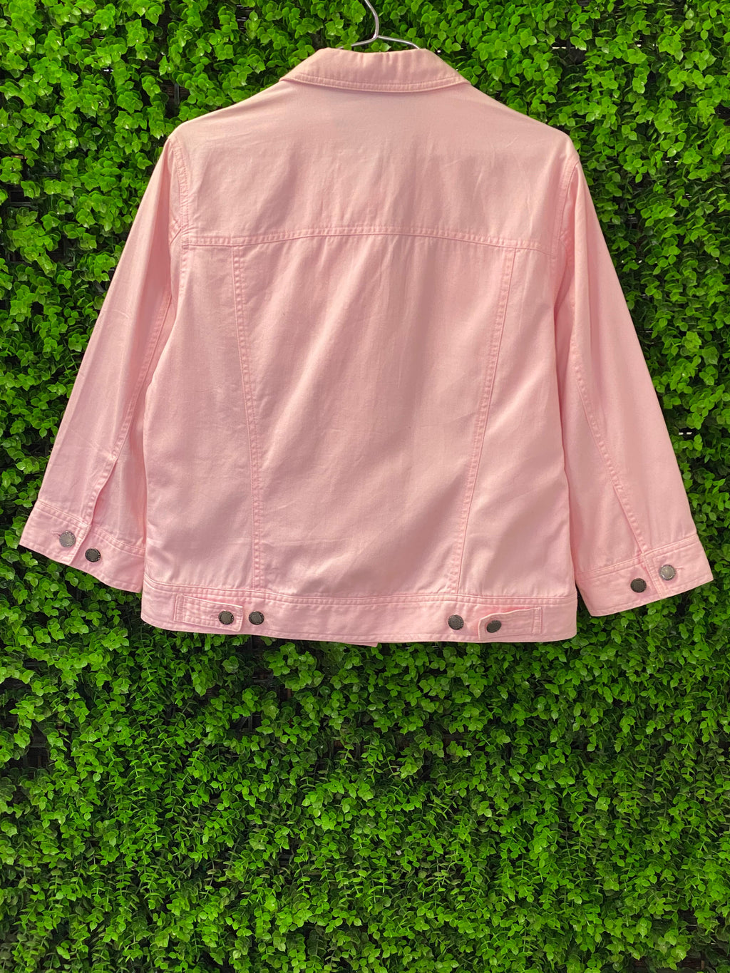 John Baner Pink Cropped Denim Jacket