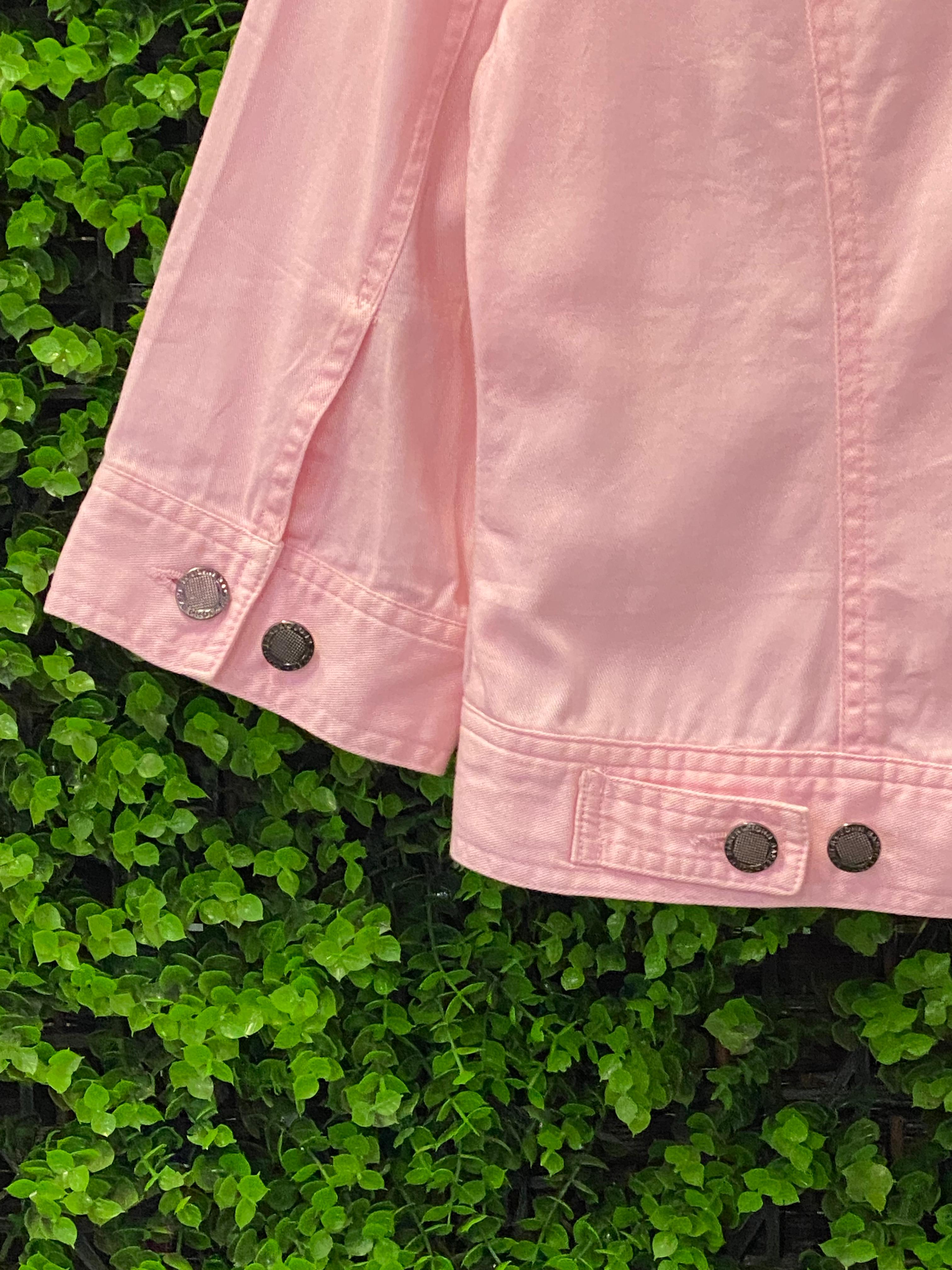John Baner Pink Cropped Denim Jacket