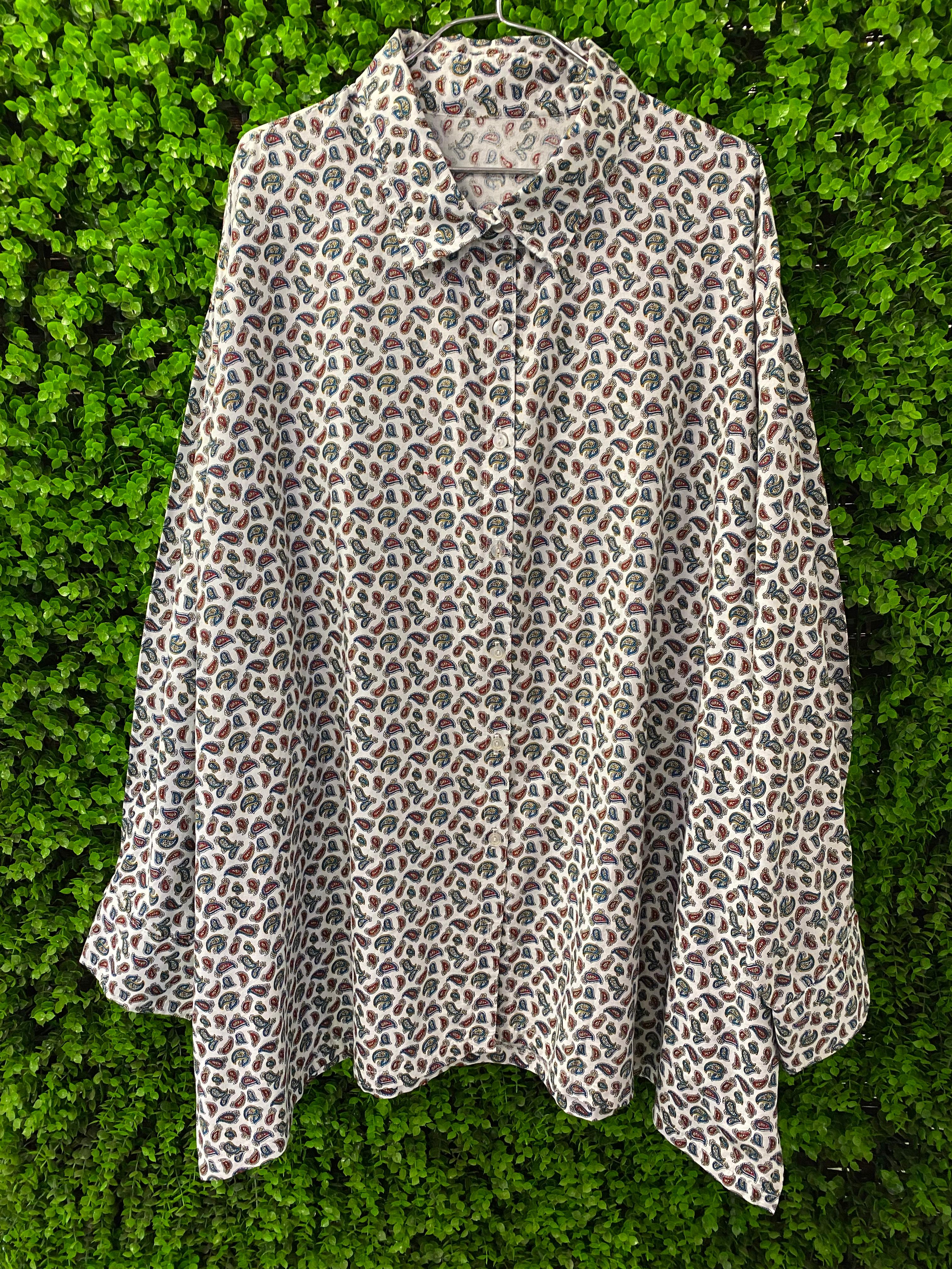 Paisley Print Oversized Button-Up Shirt
