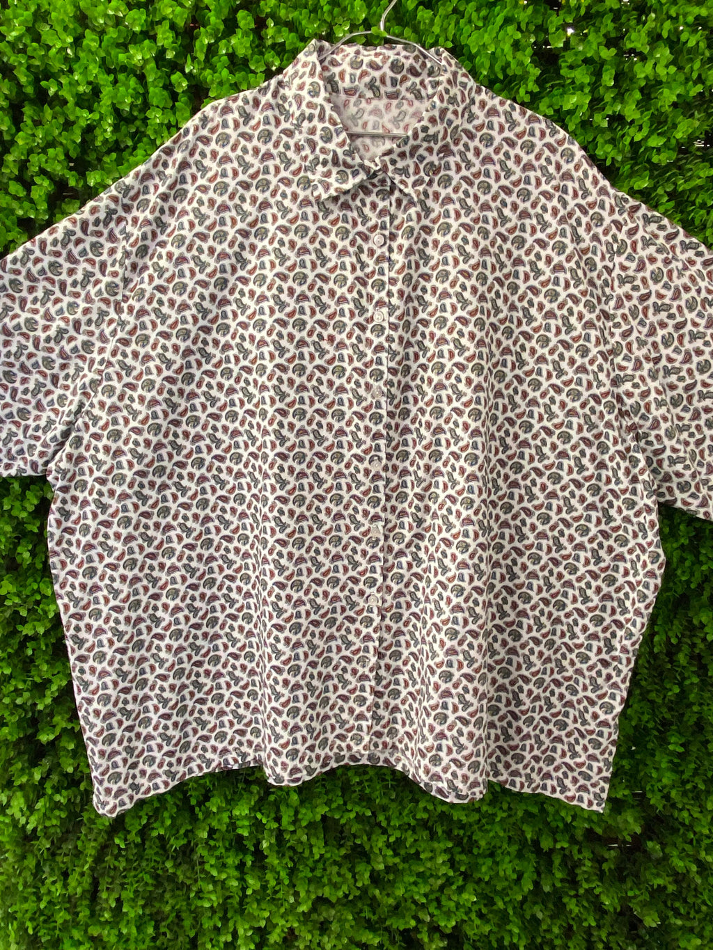 Paisley Print Oversized Button-Up Shirt