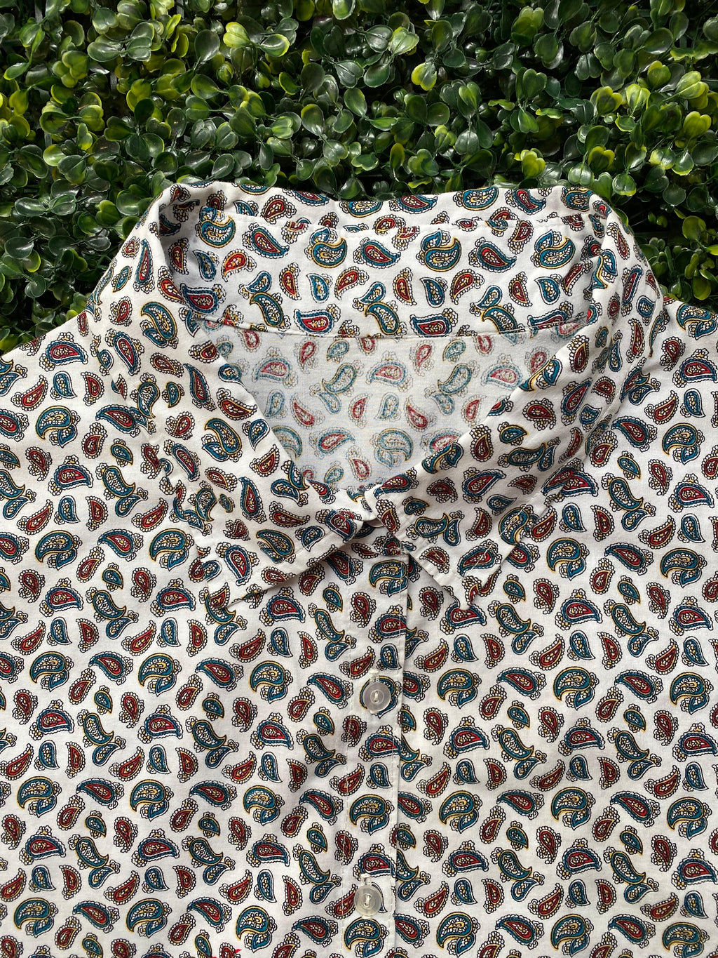 Paisley Print Oversized Button-Up Shirt
