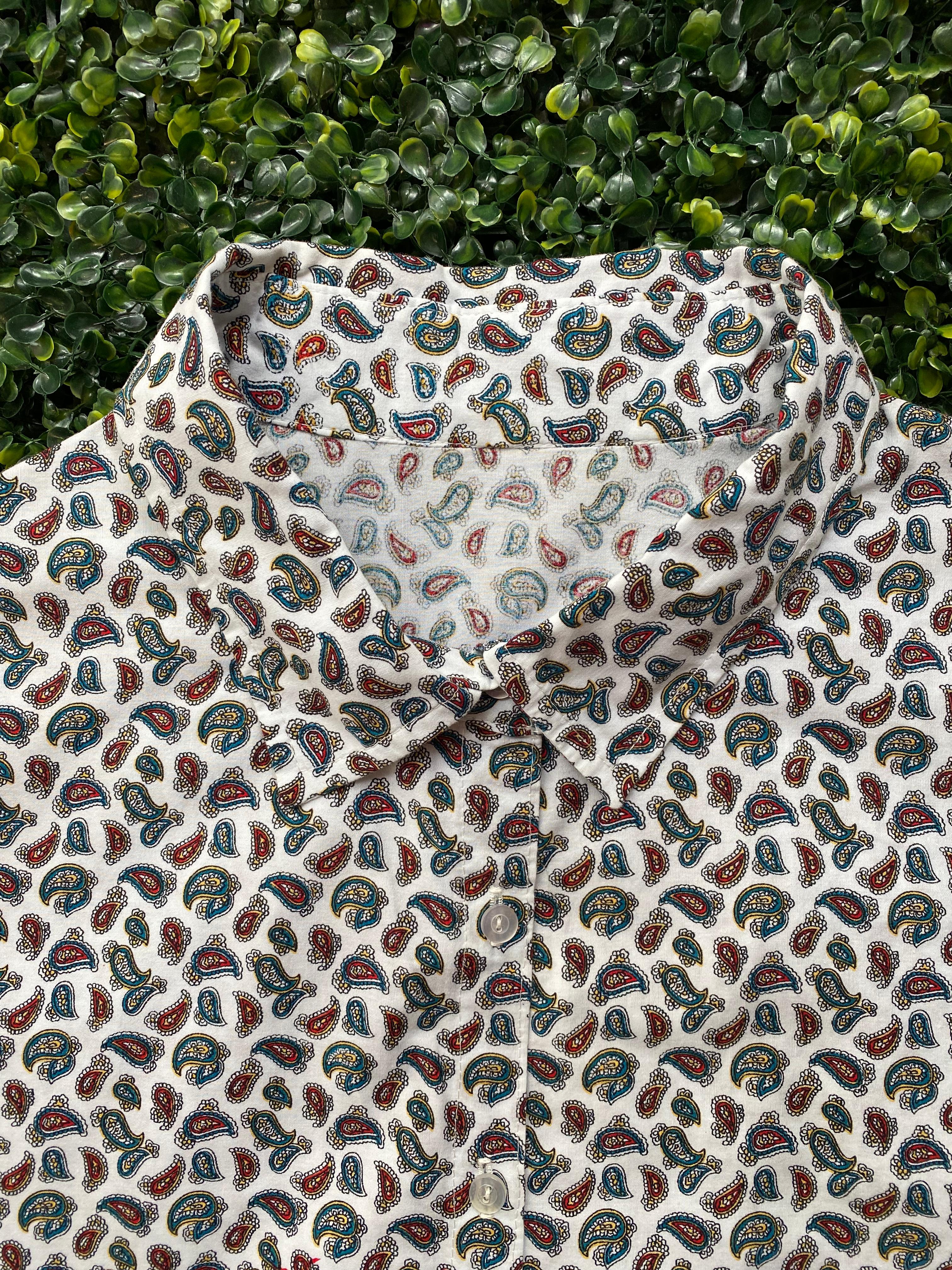 Paisley Print Oversized Button-Up Shirt