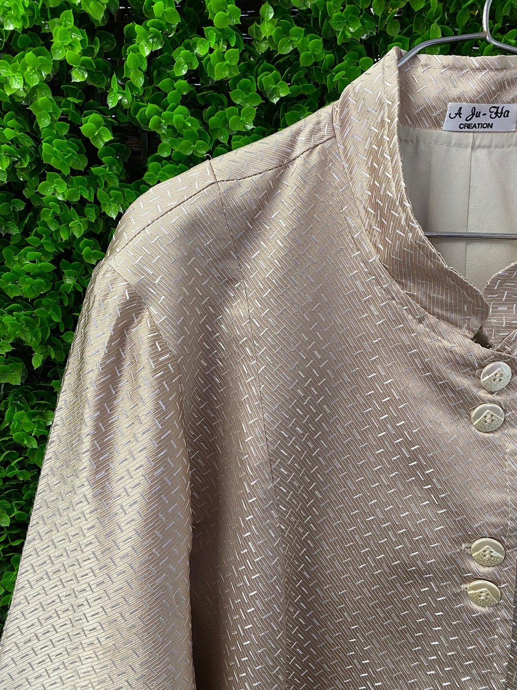 A Ju-Ila Creation Champagne Textured Longline Jacket